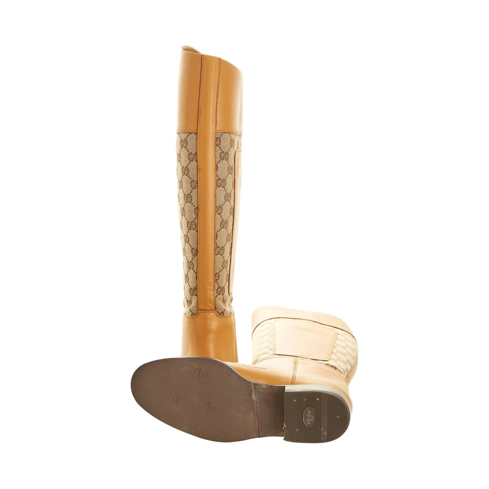 Gucci Brown Logo Equestrian Boots - Image 3