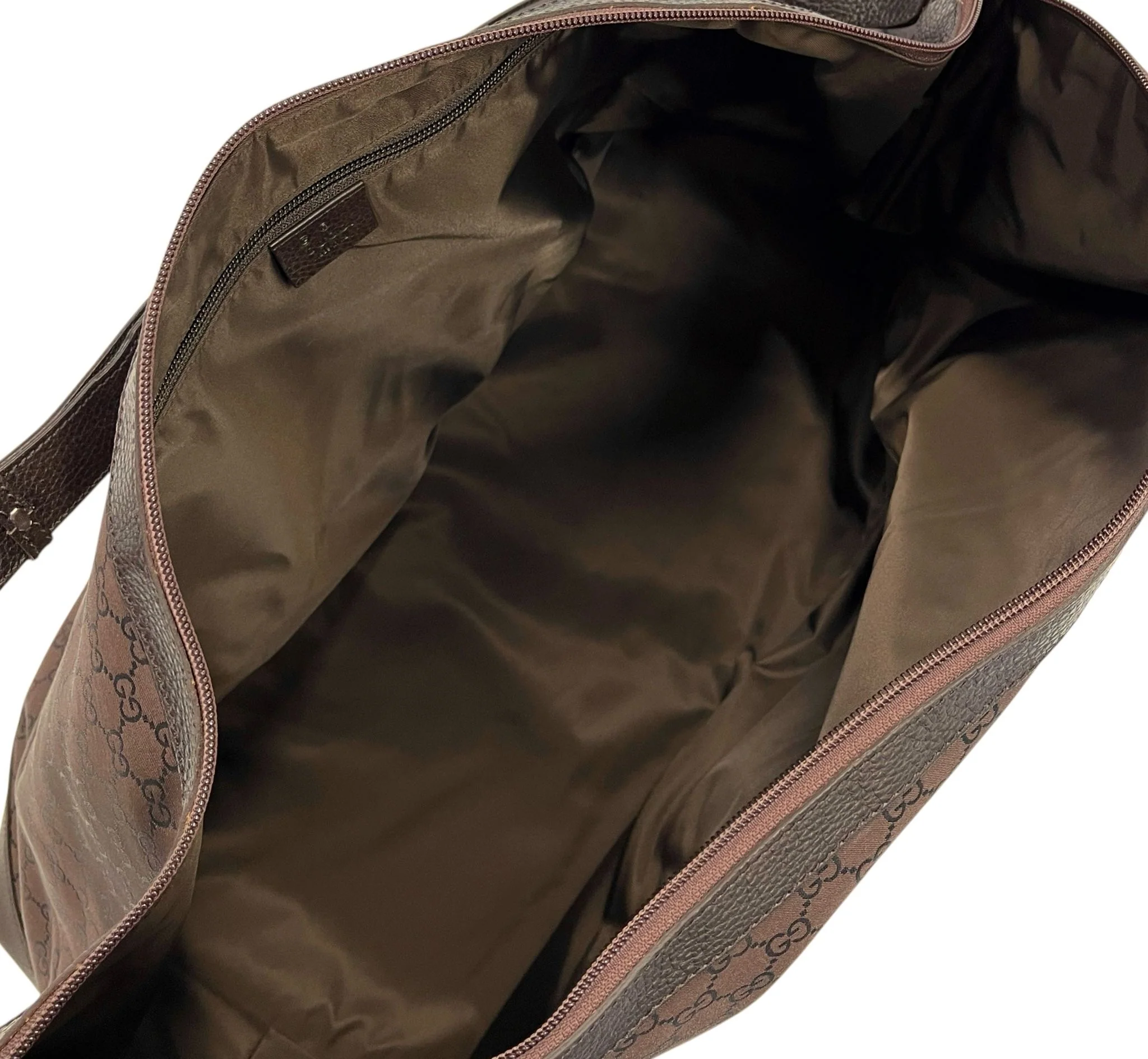 Gucci Brown Logo Overnight Shoulder Bag - Image 3