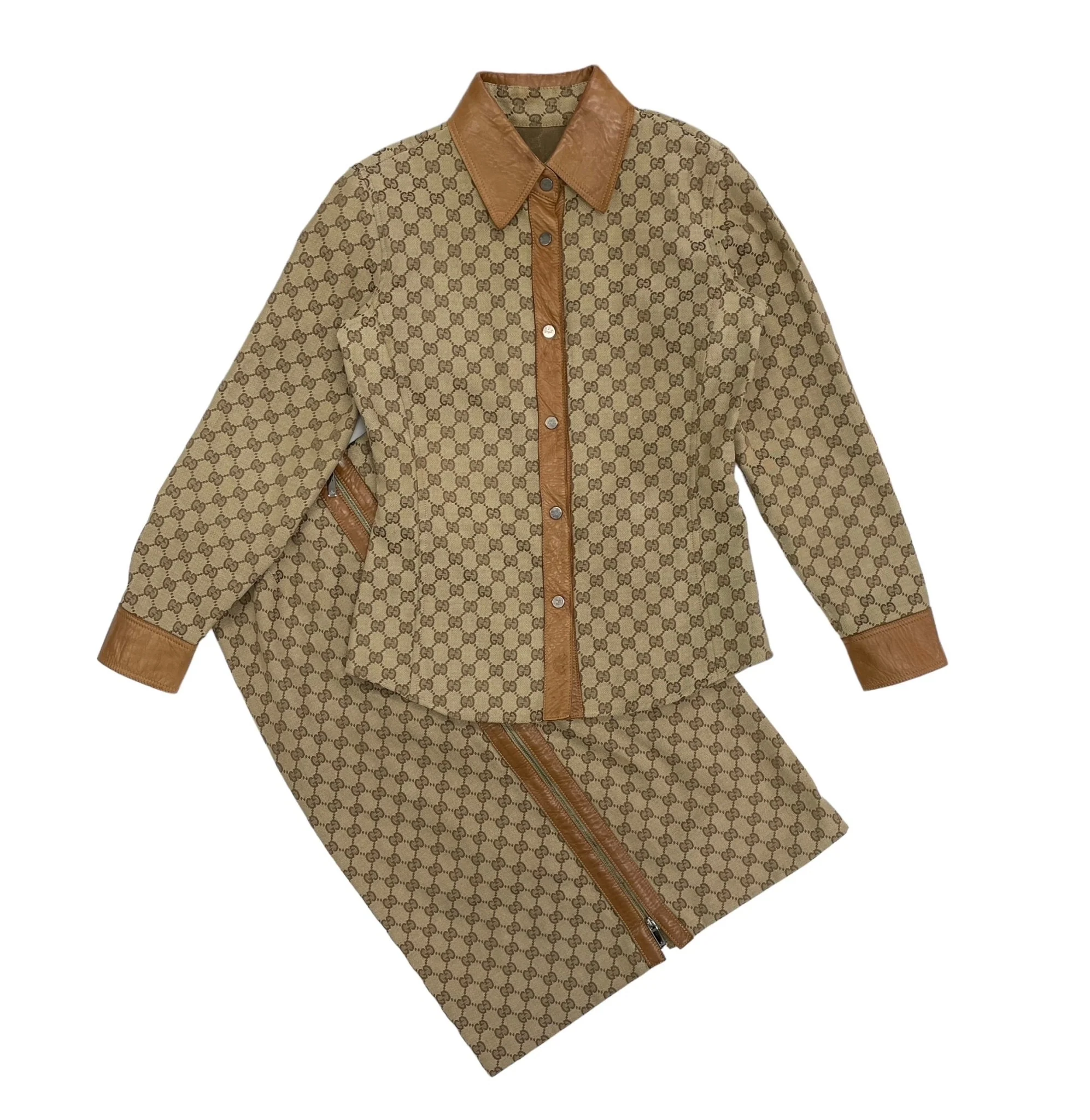 Gucci Brown Logo Skirt Set
