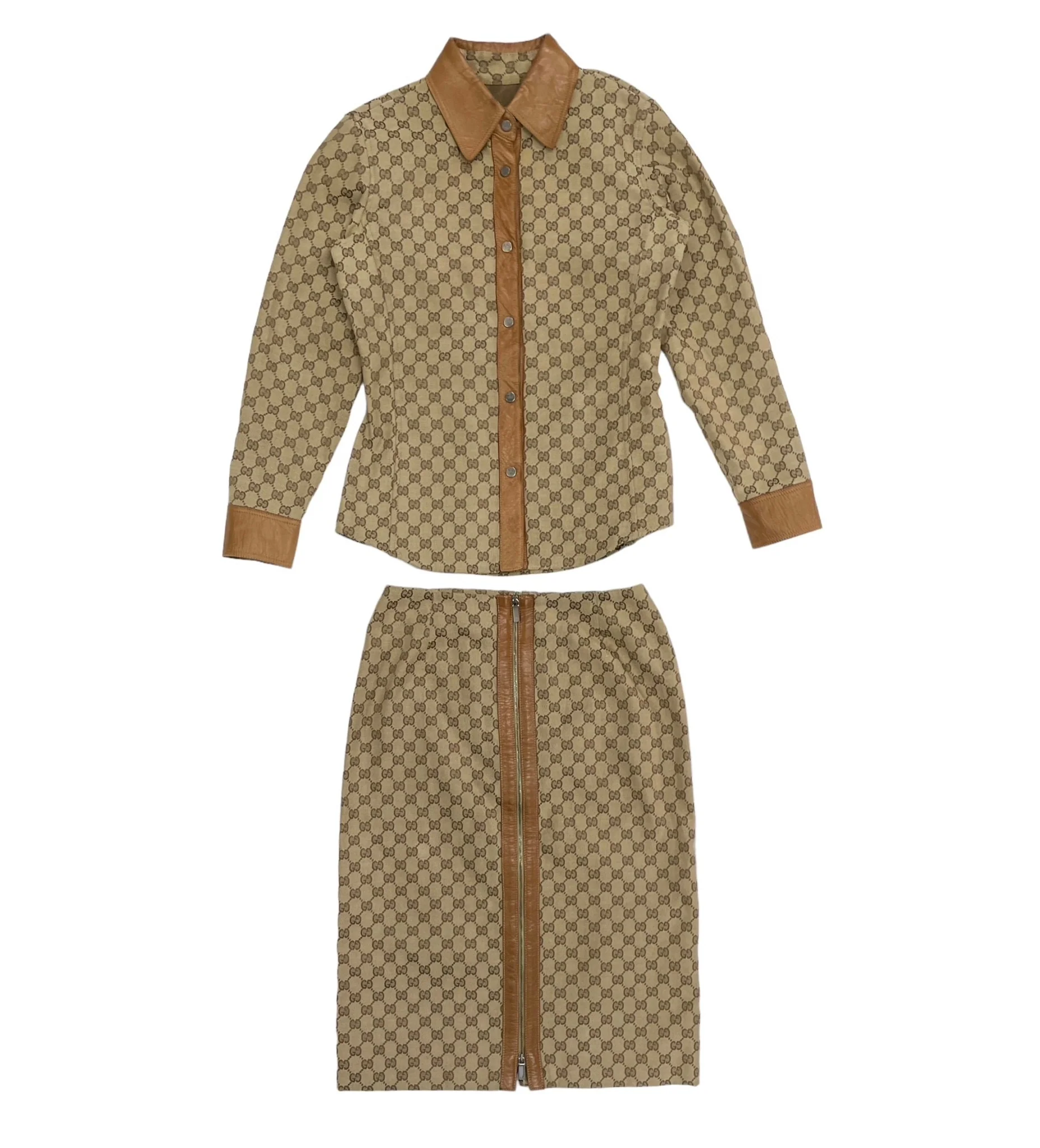 Gucci Brown Logo Skirt Set - Image 2