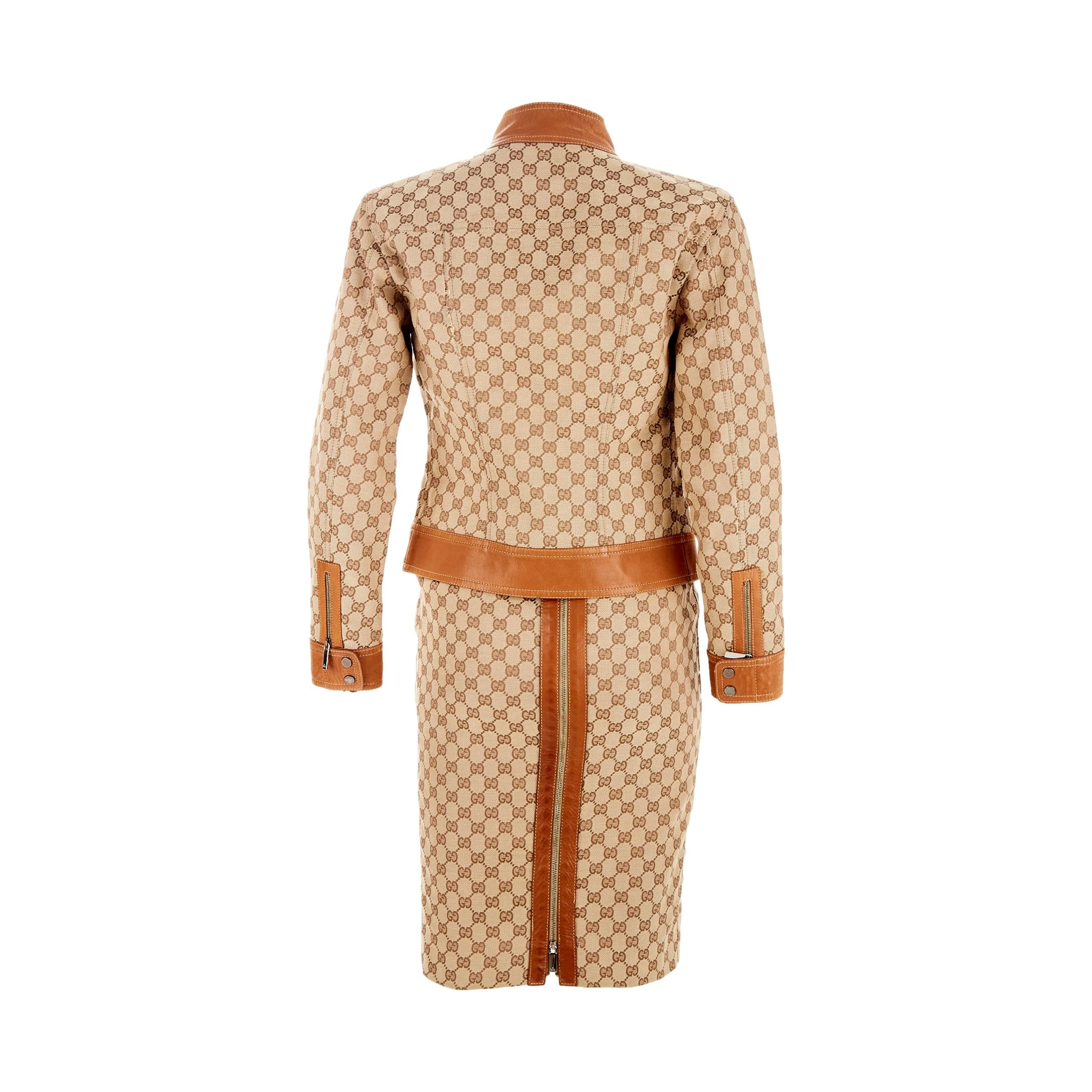 Gucci Brown Logo Zipper Skirt Set - Image 2