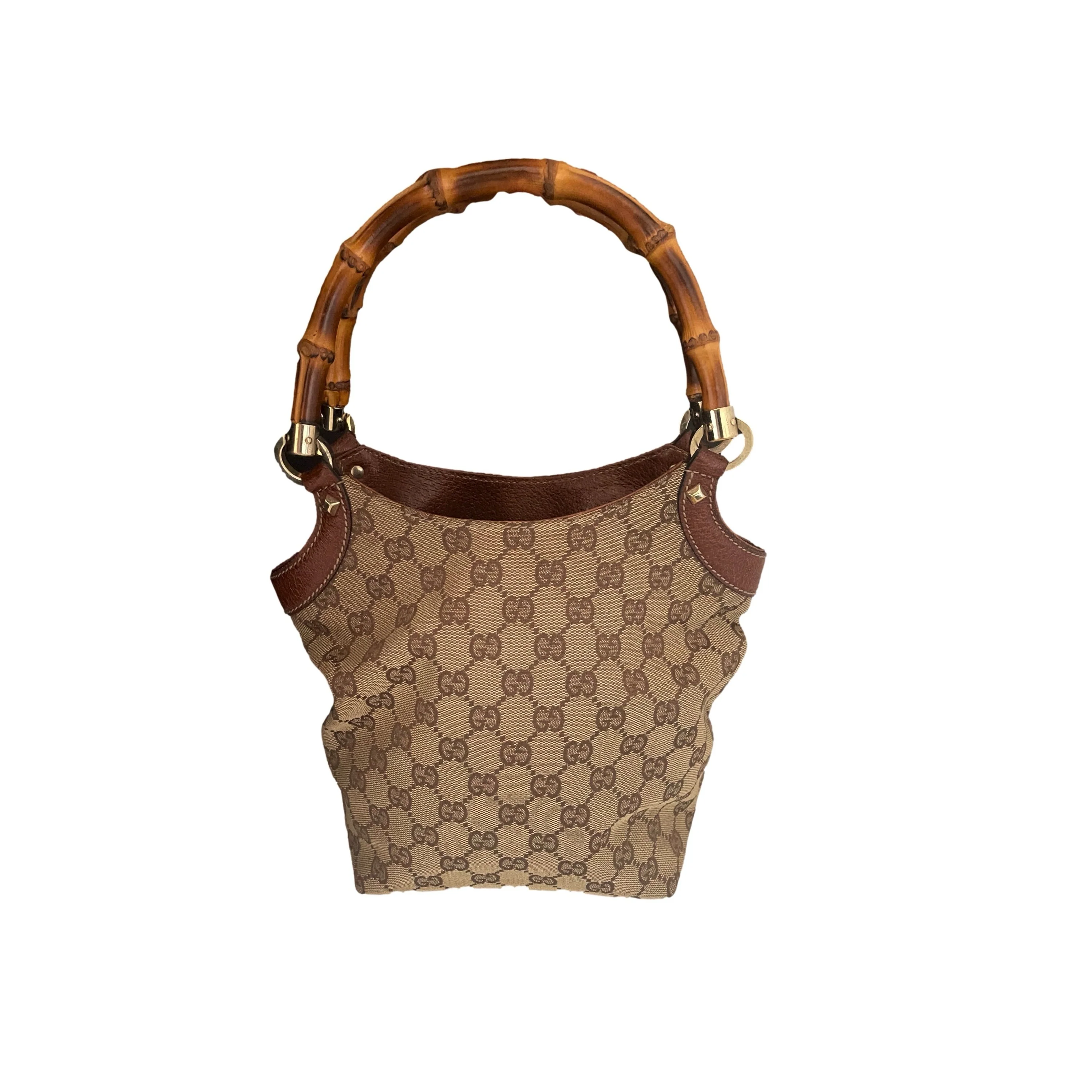 Gucci Brown Monogram Bamboo Shoulder Bag - Image 2