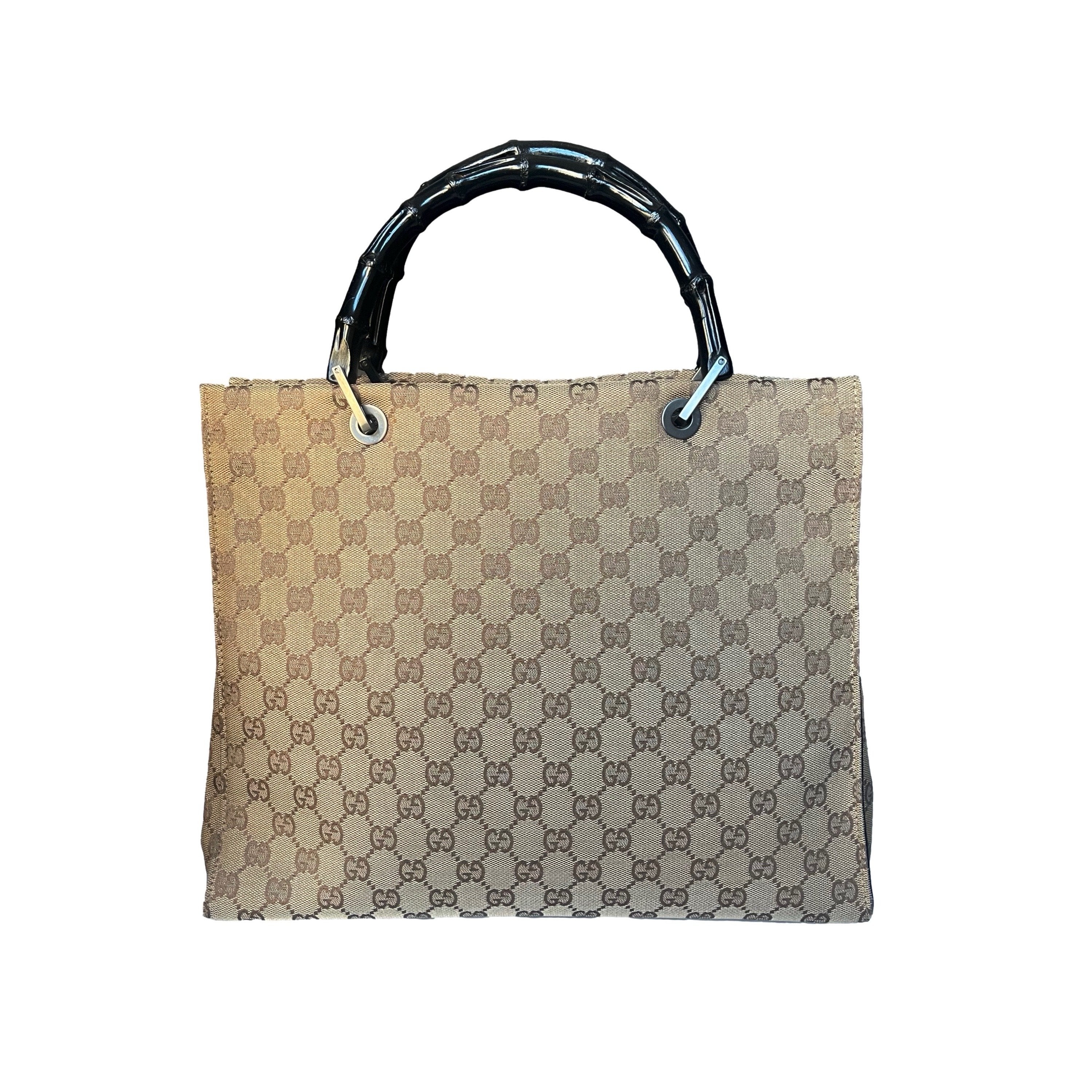 Gucci Brown Monogram Bamboo Tote Bag