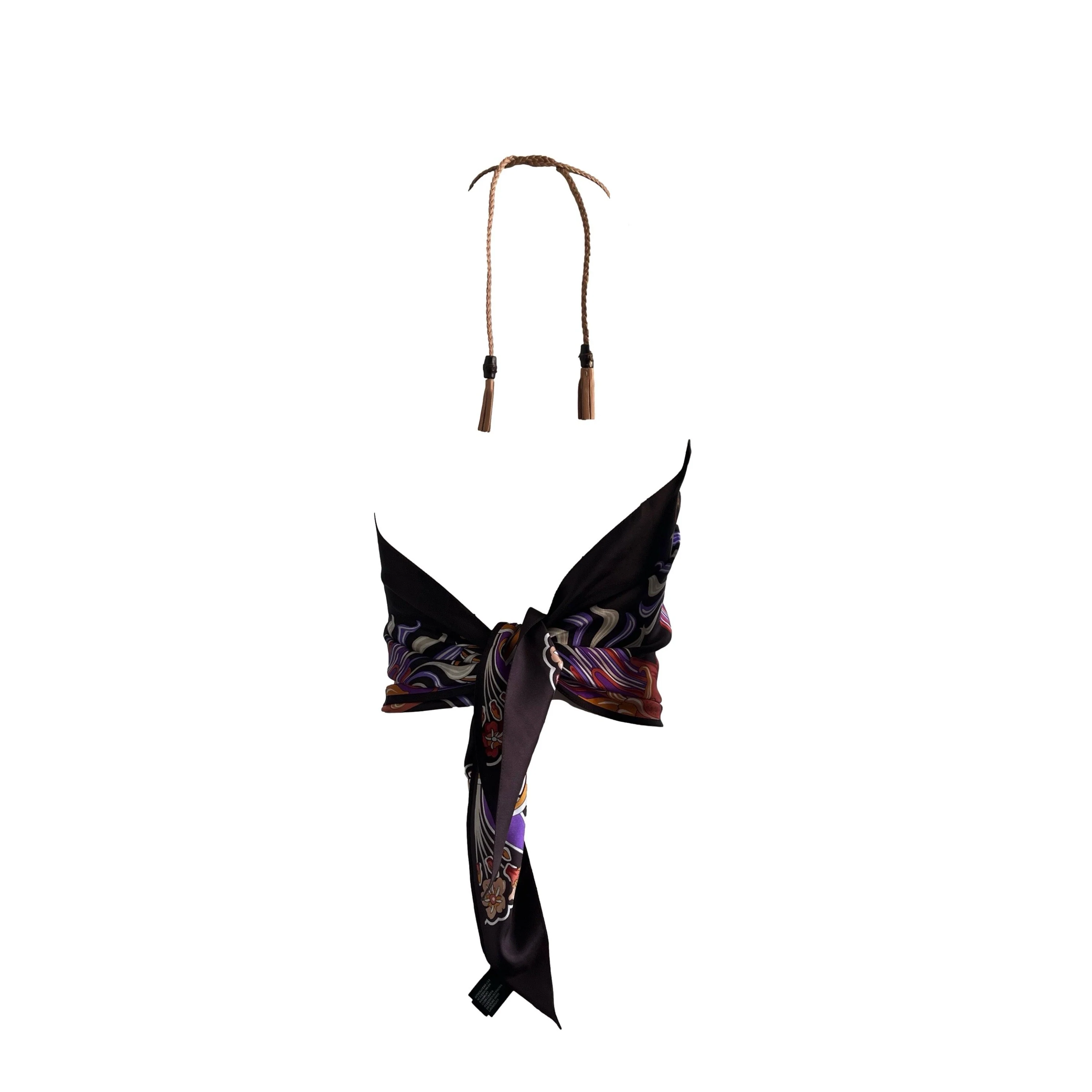 Gucci Brown Print Silk Halter - Image 2