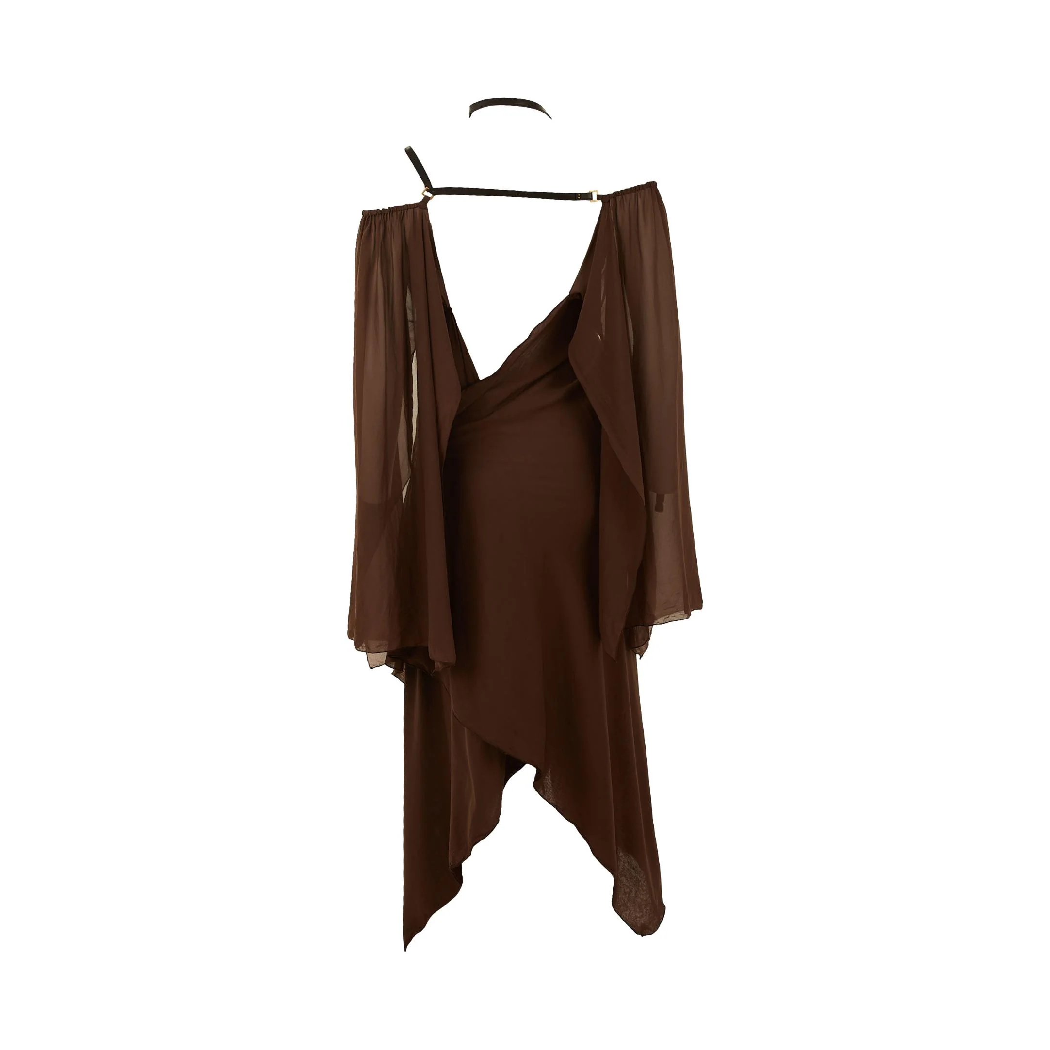 Gucci Brown Silk Choker Dress - Image 3