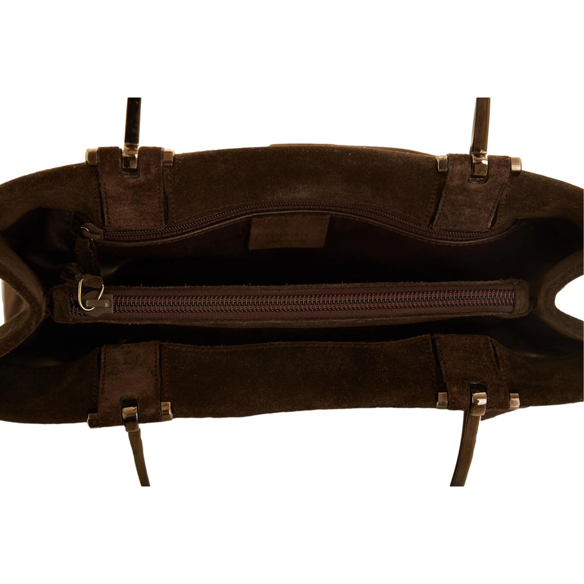 Gucci Brown Suede Metal Handle Tote - Image 3