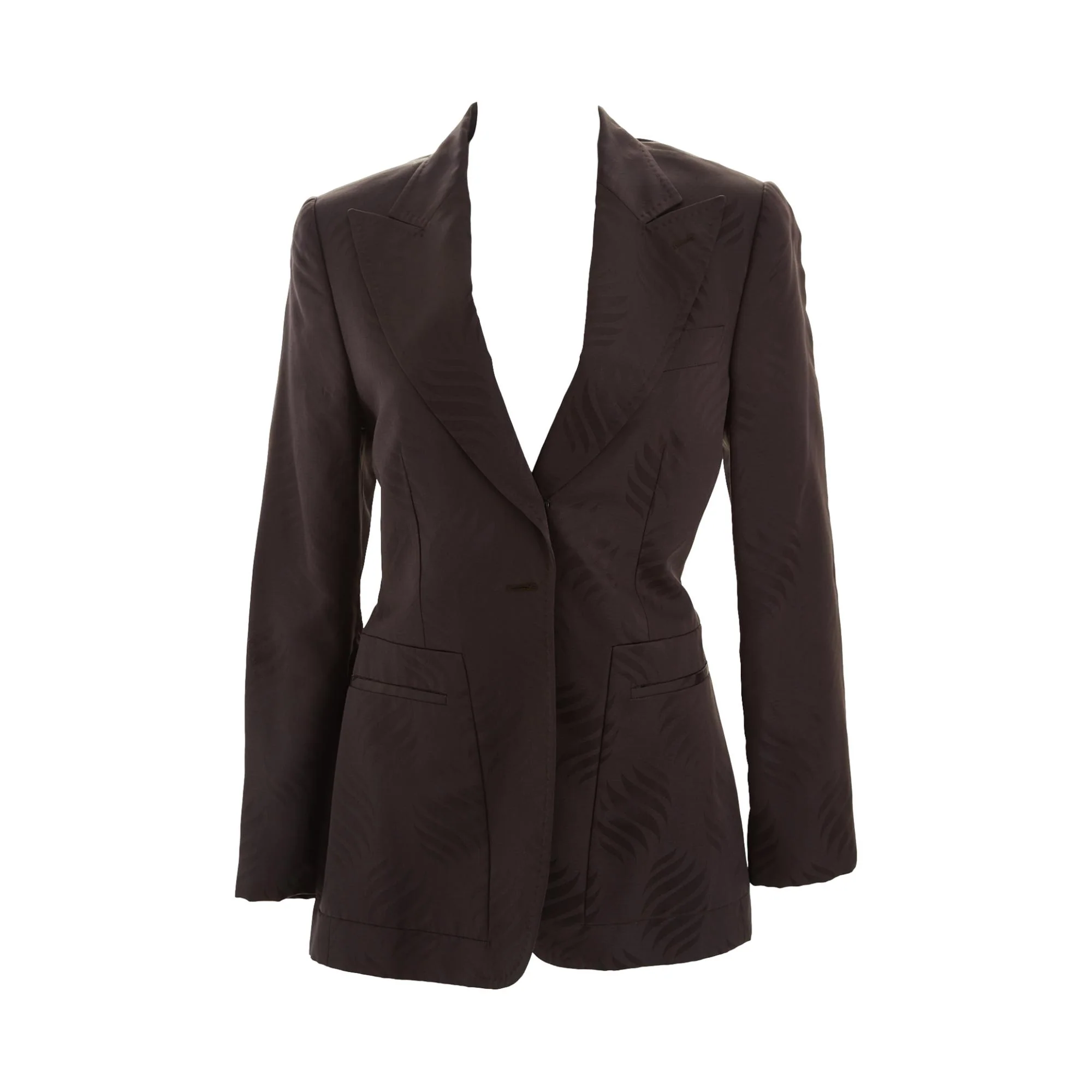 Gucci Brown/Purple Tom Ford Silk Leaf Print Blazer - Image 2