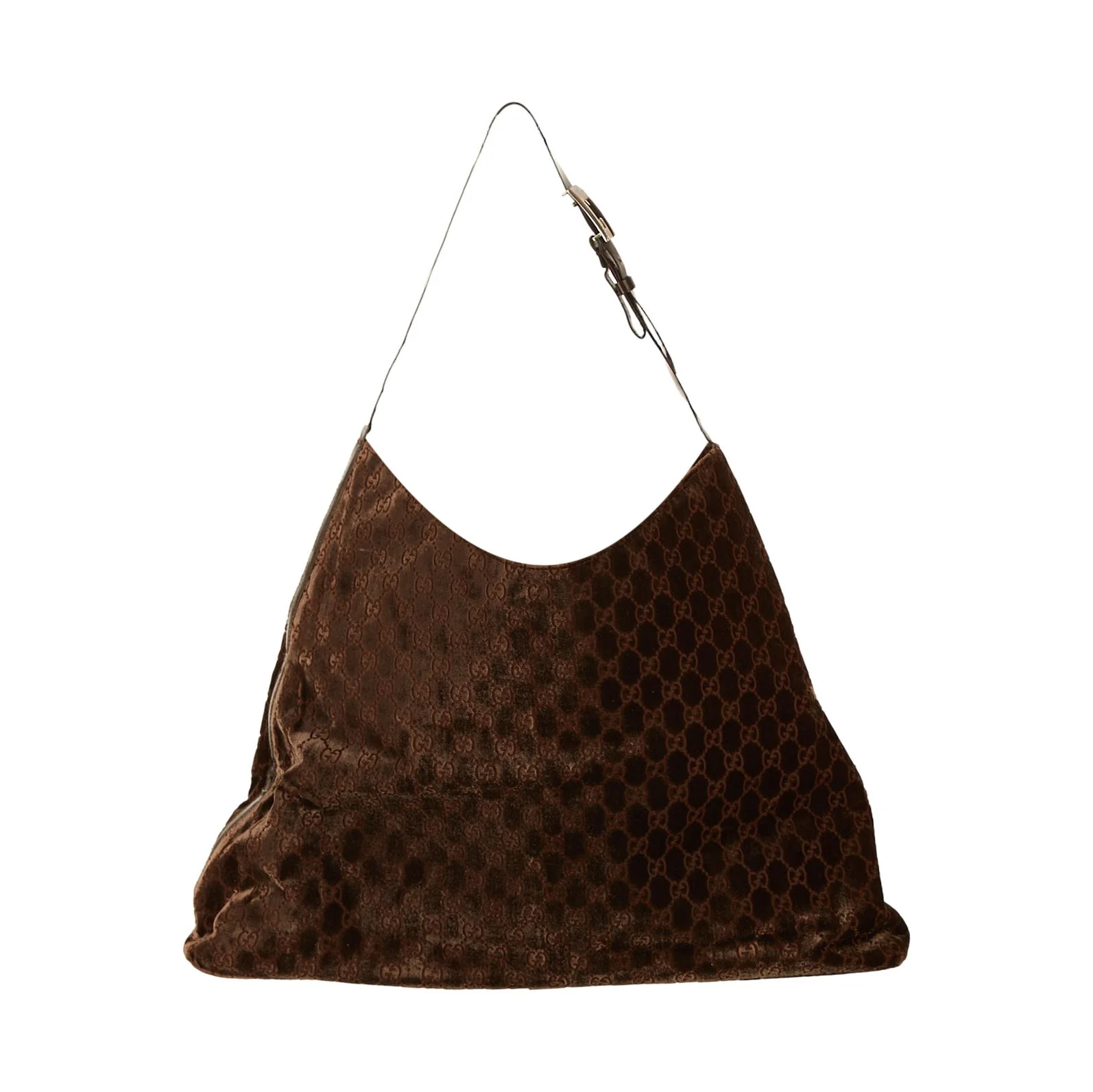 Gucci Brown Velour Jumbo Logo Shoulder Bag - Image 2