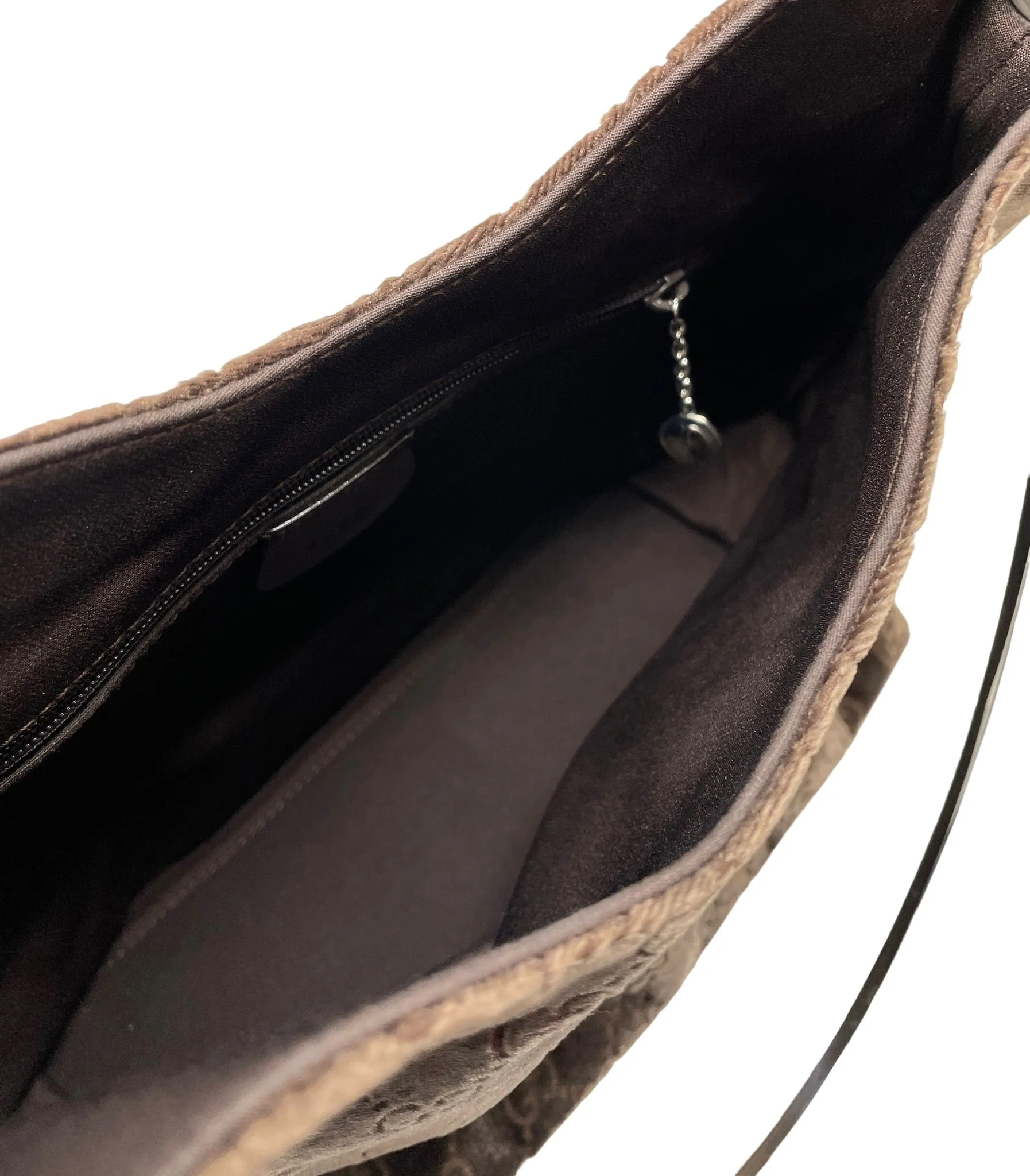 Gucci Brown Velvet Logo Shoulder Bag - Image 4