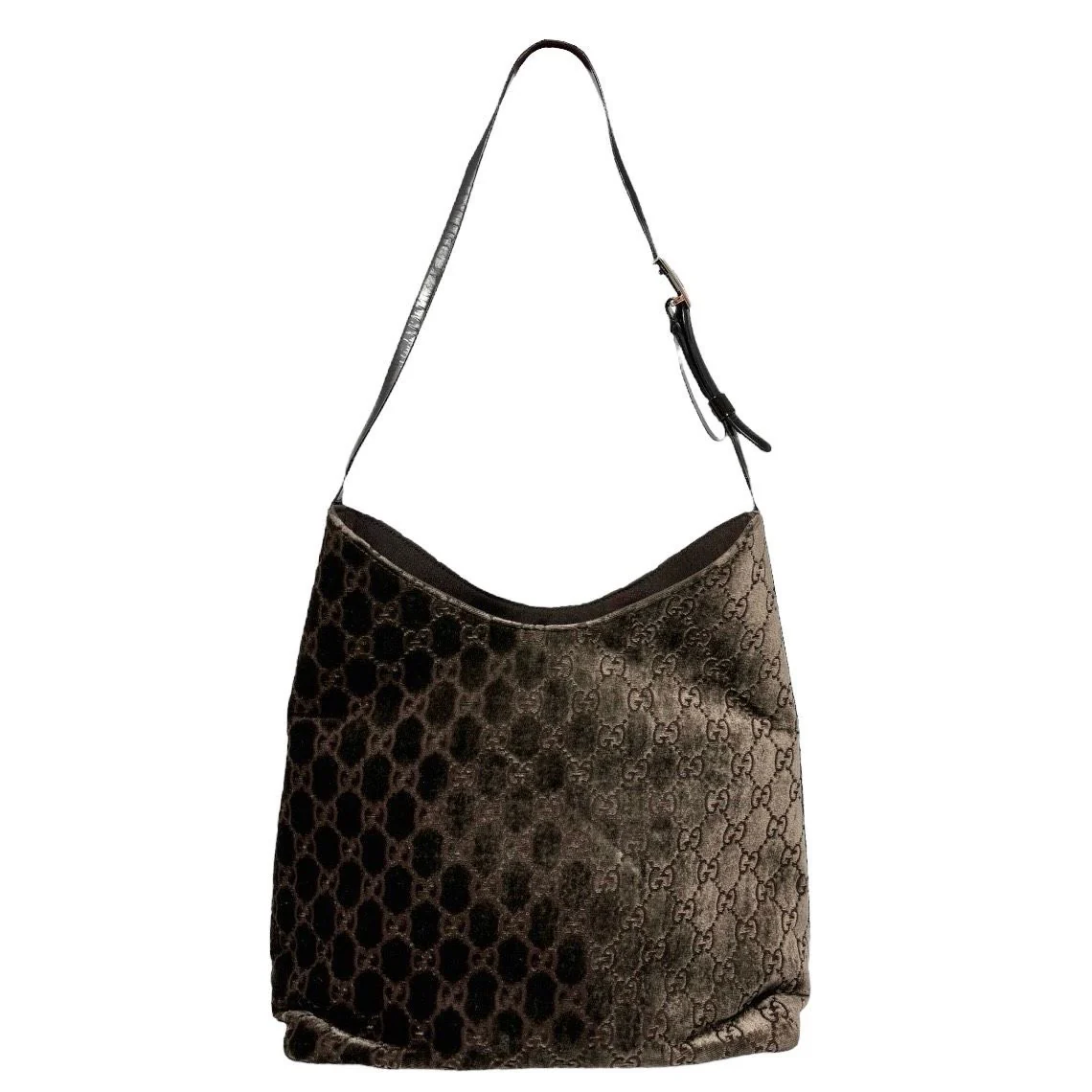 Gucci Brown Velvet Logo Shoulder Bag - Image 2