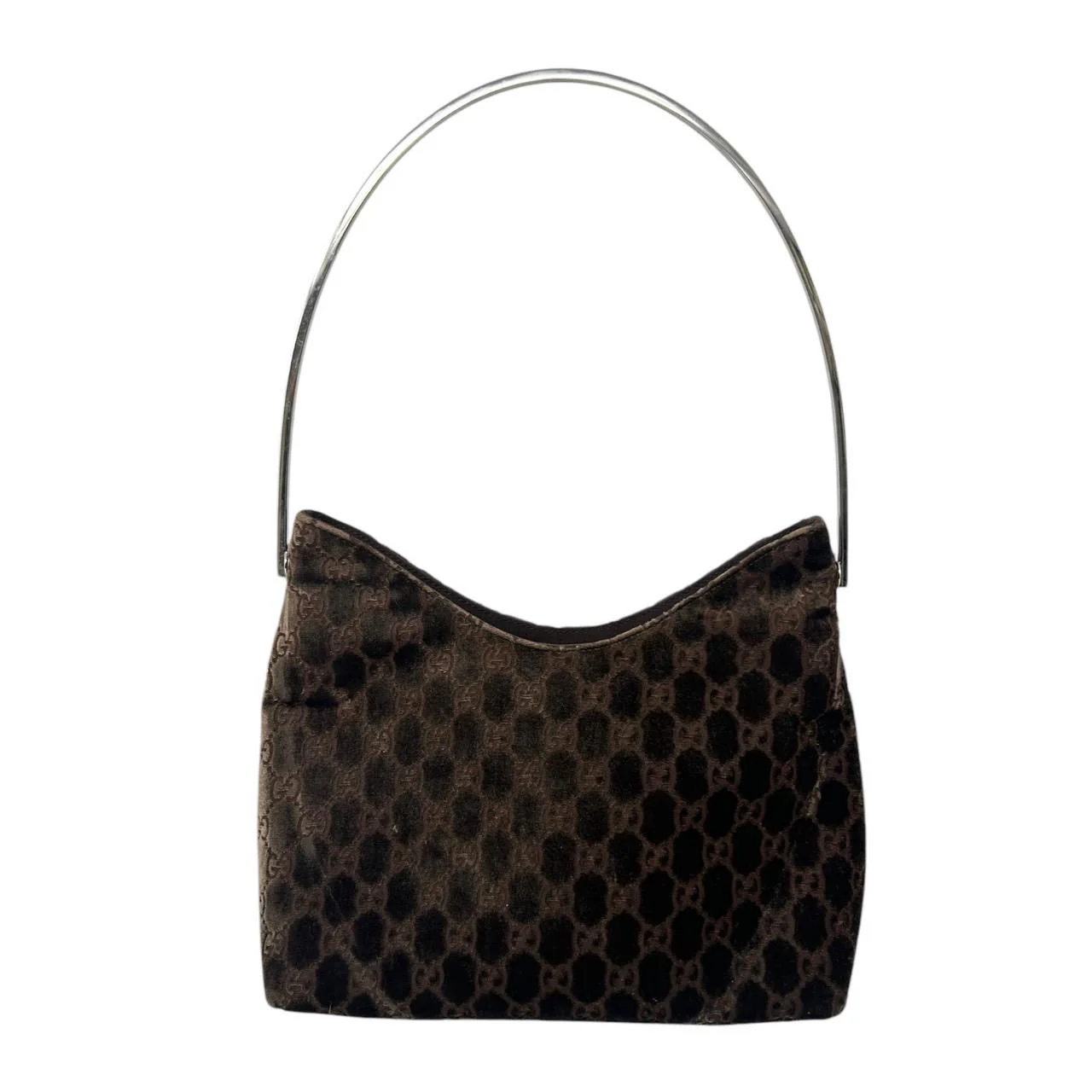 Gucci Brown Velvet Logo Shoulder Bag - Image 2