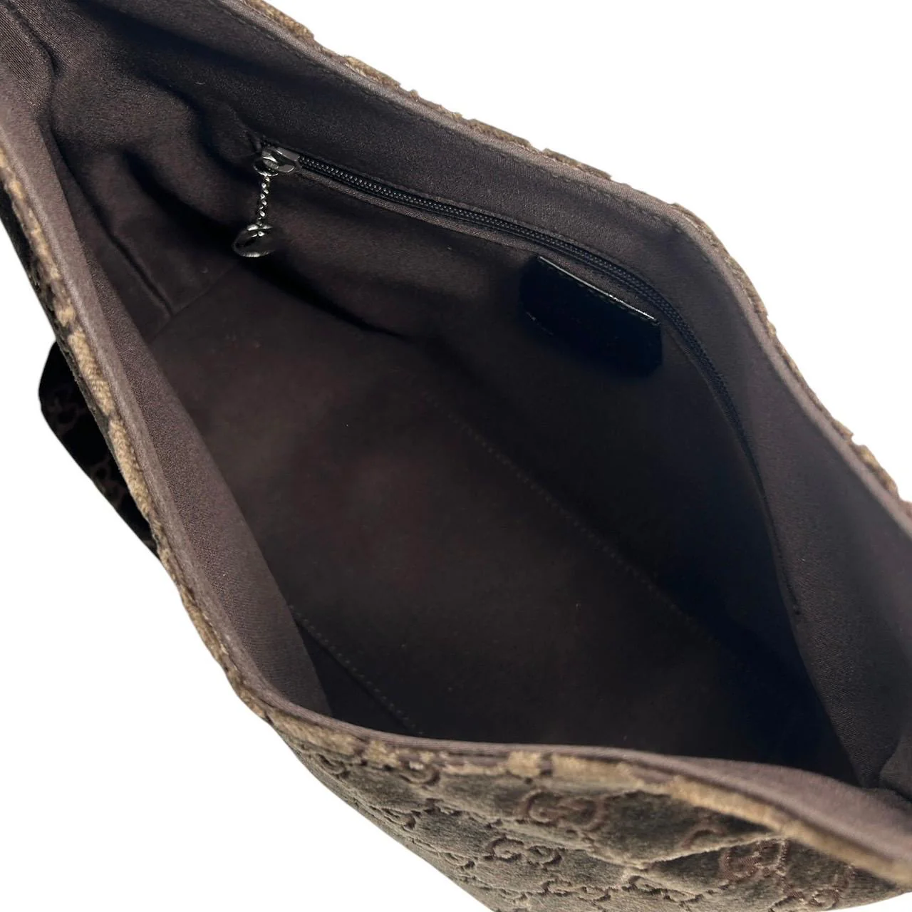 Gucci Brown Velvet Logo Shoulder Bag - Image 3