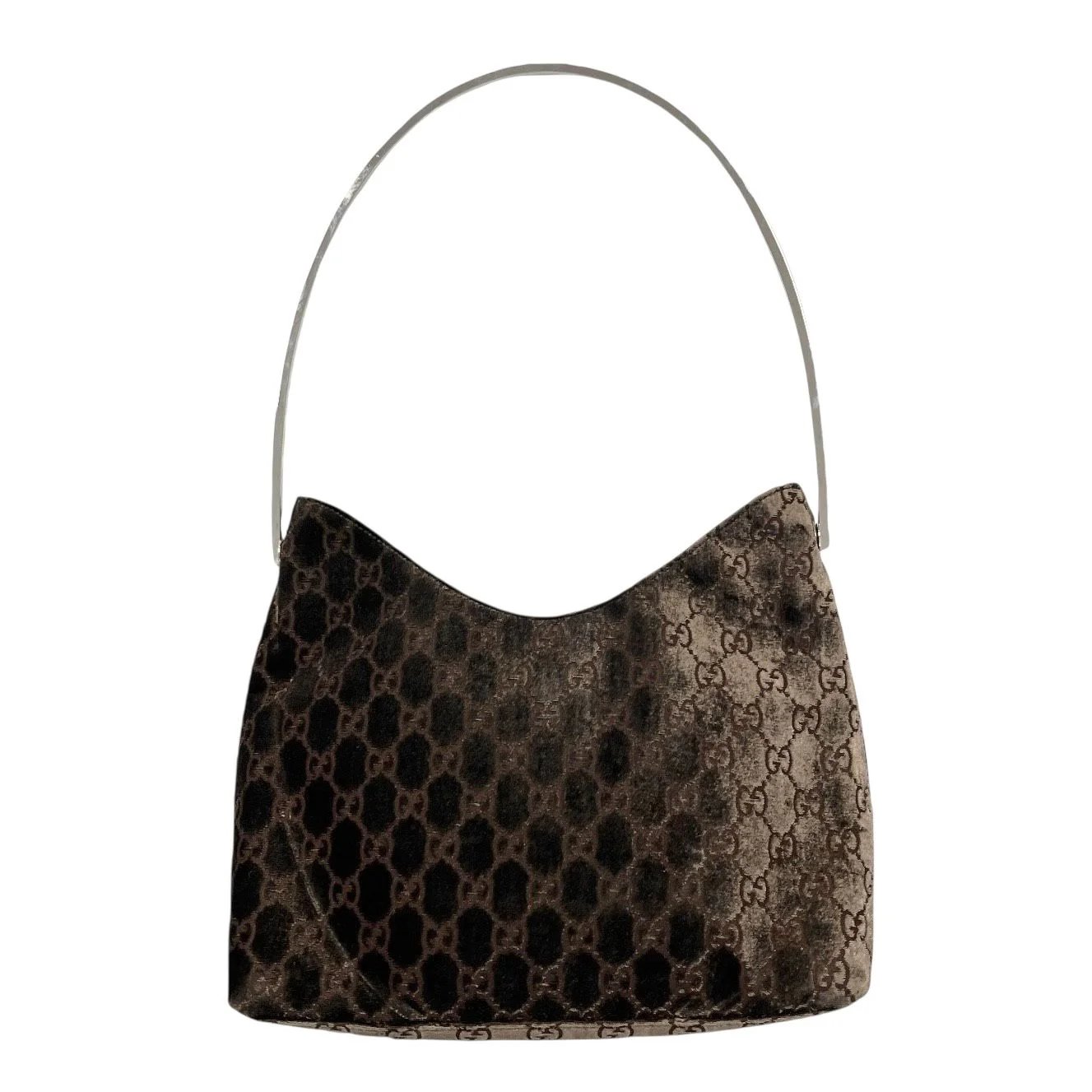 Gucci Brown Velvet Logo Shoulder Bag - Image 2