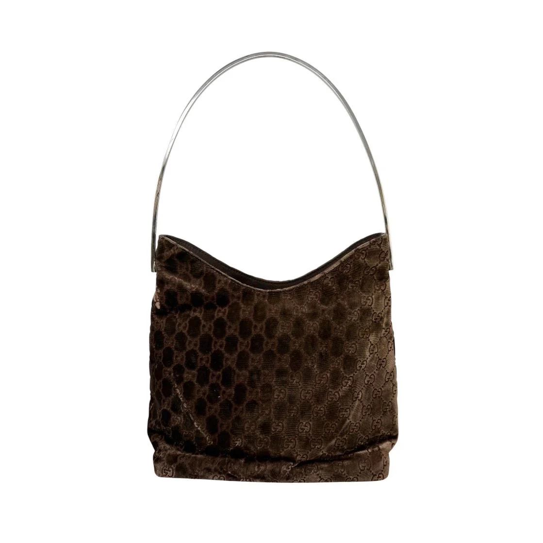 Gucci Brown Velvet Logo Shoulder Bag