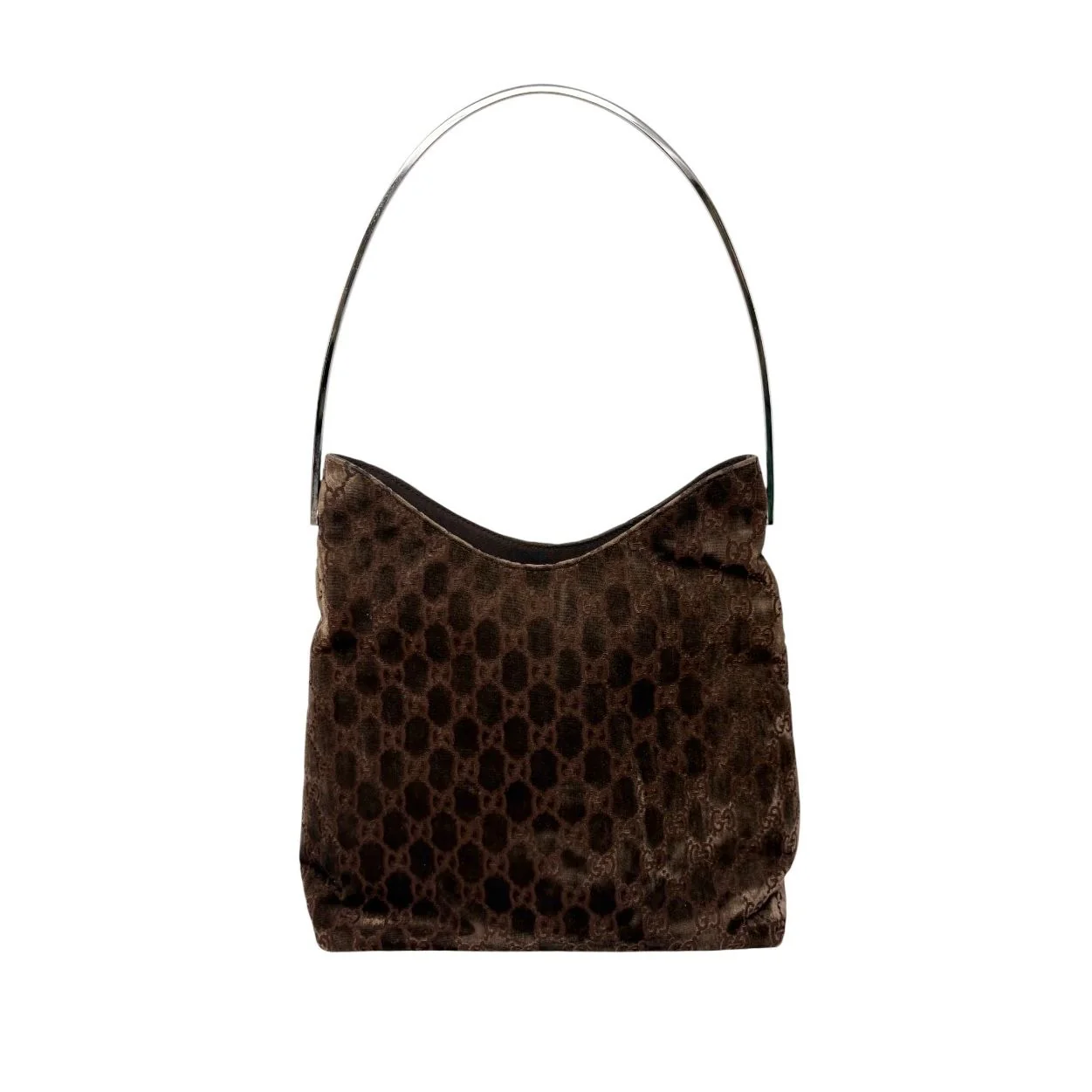 Gucci Brown Velvet Logo Shoulder Bag - Image 3