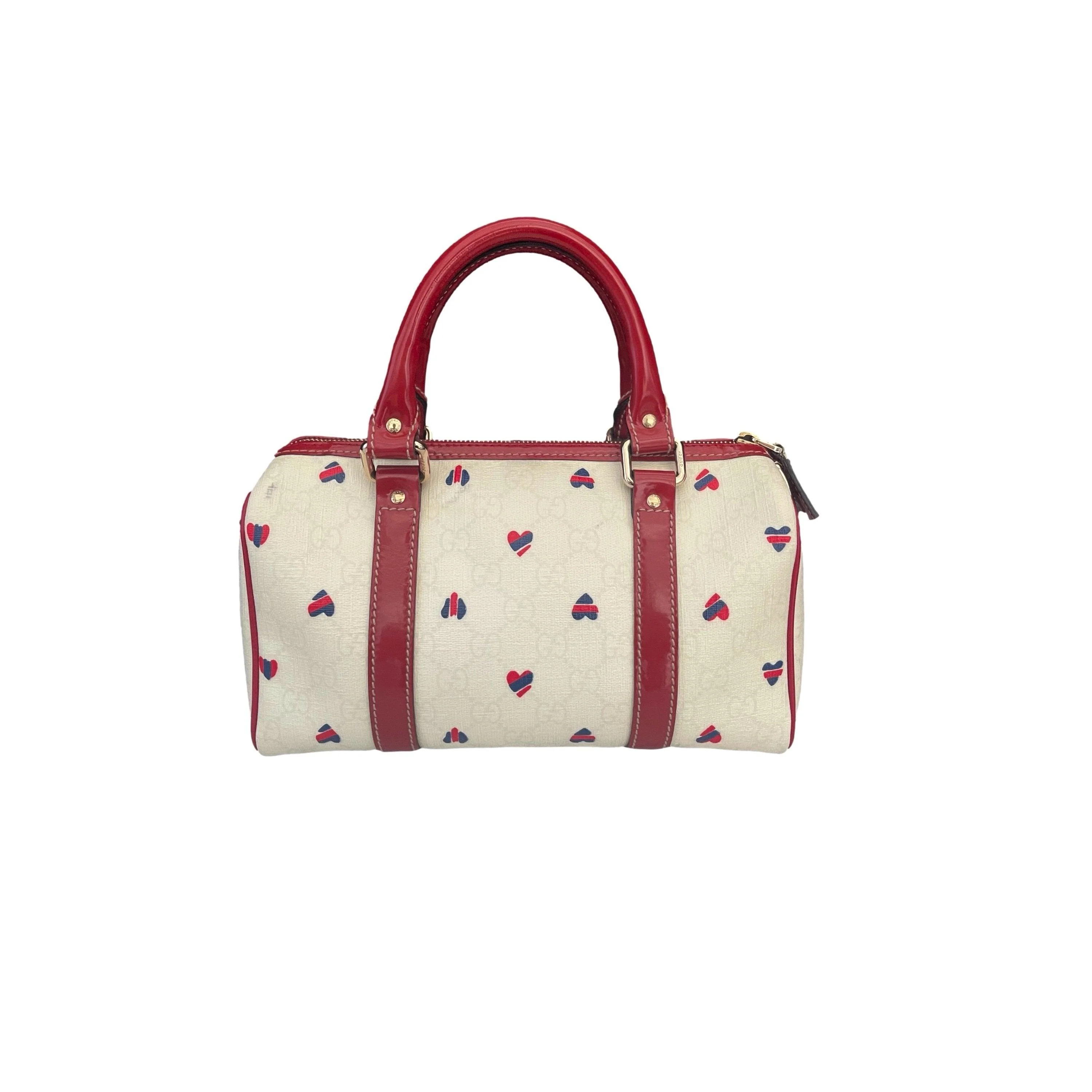 Gucci Cream Monogram Heart Boston Bag - Image 2