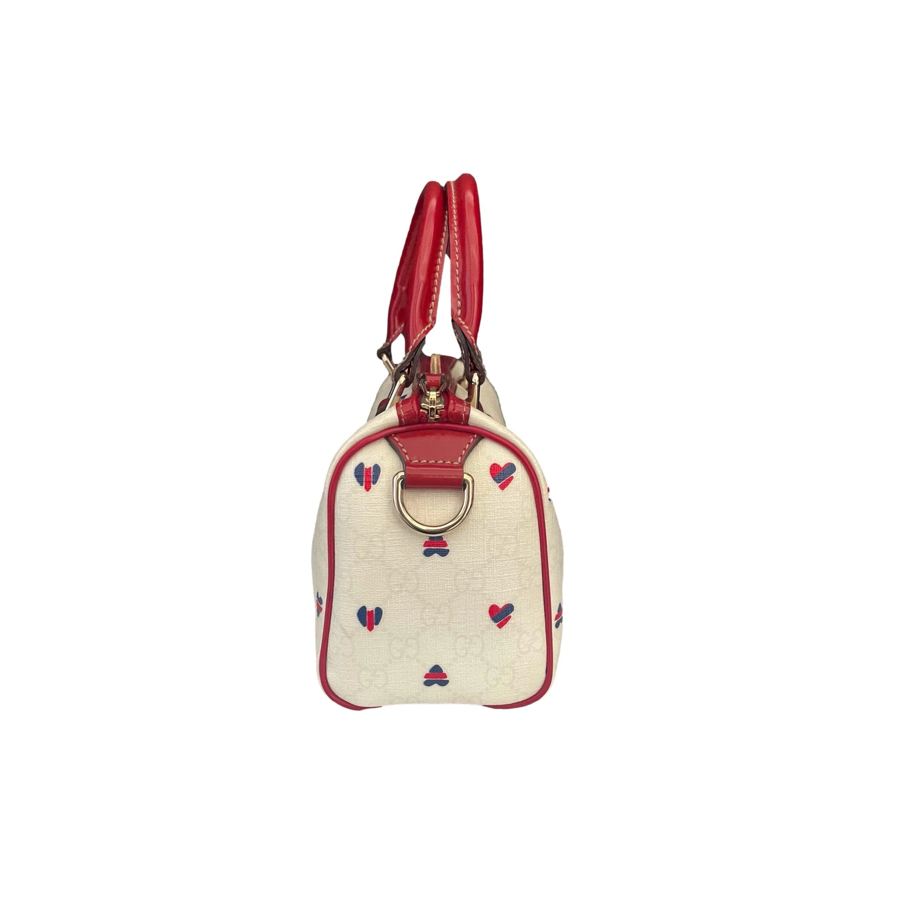 Gucci Cream Monogram Heart Boston Bag - Image 3