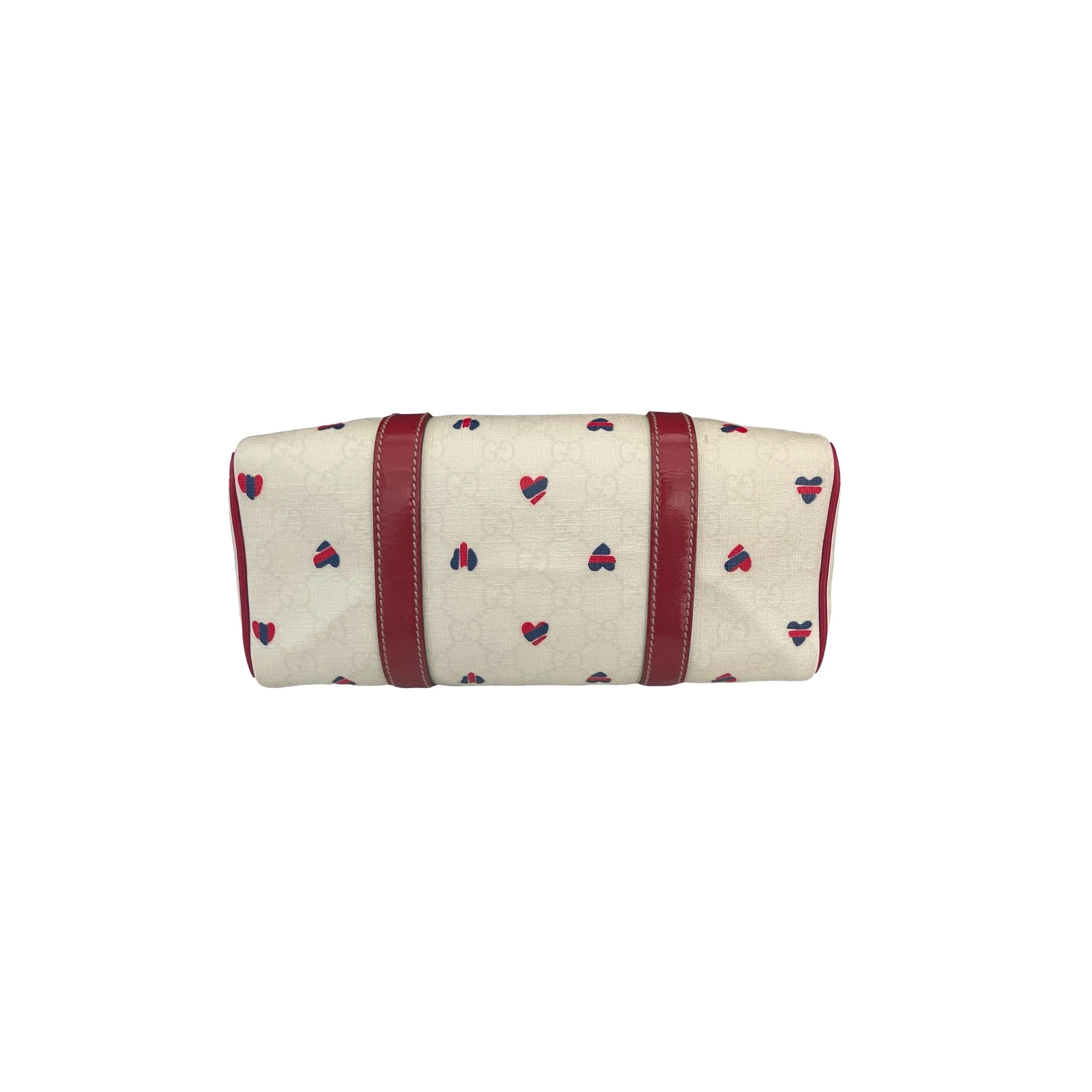 Gucci Cream Monogram Heart Boston Bag - Image 4