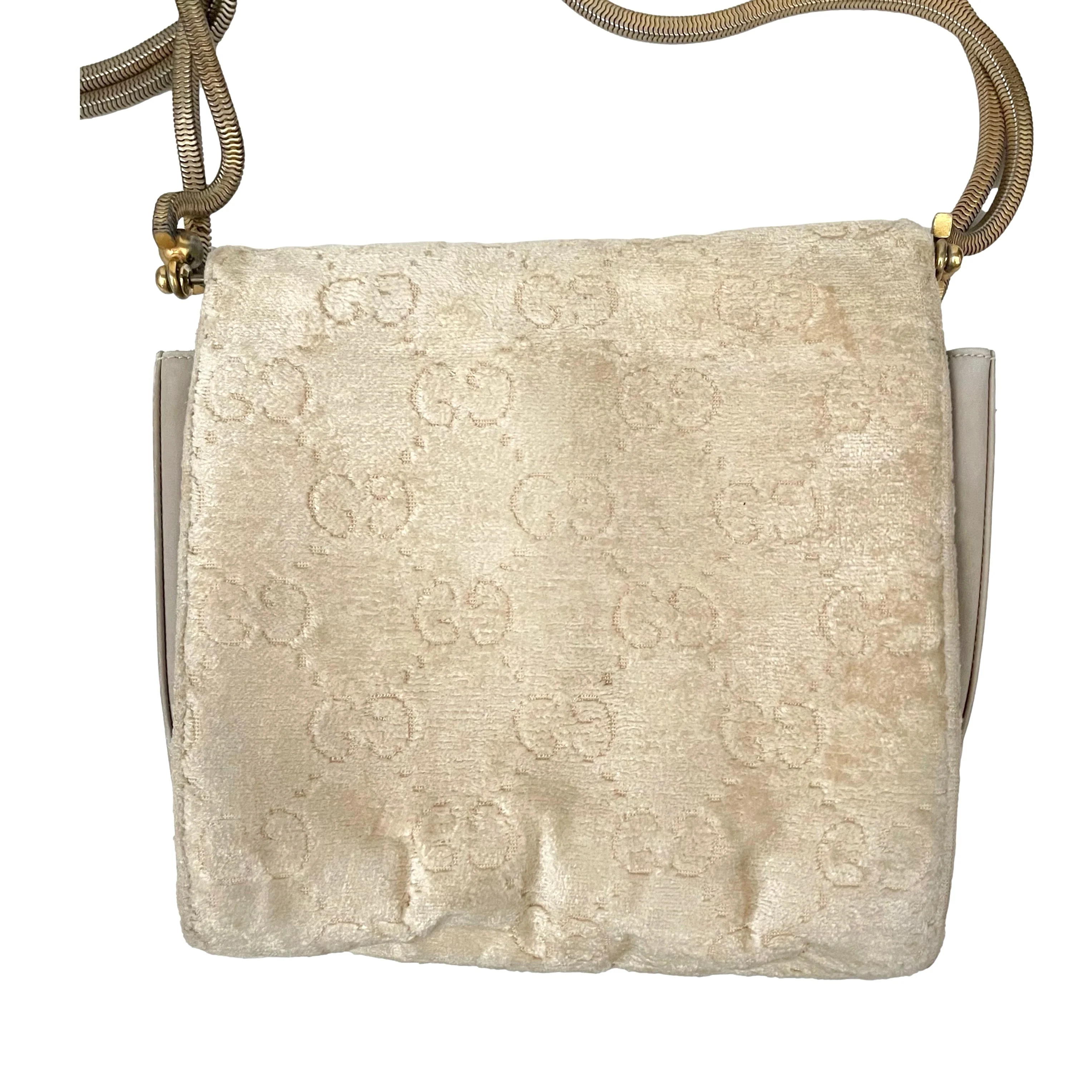 Gucci Cream Monogram Velour Bag - Image 2