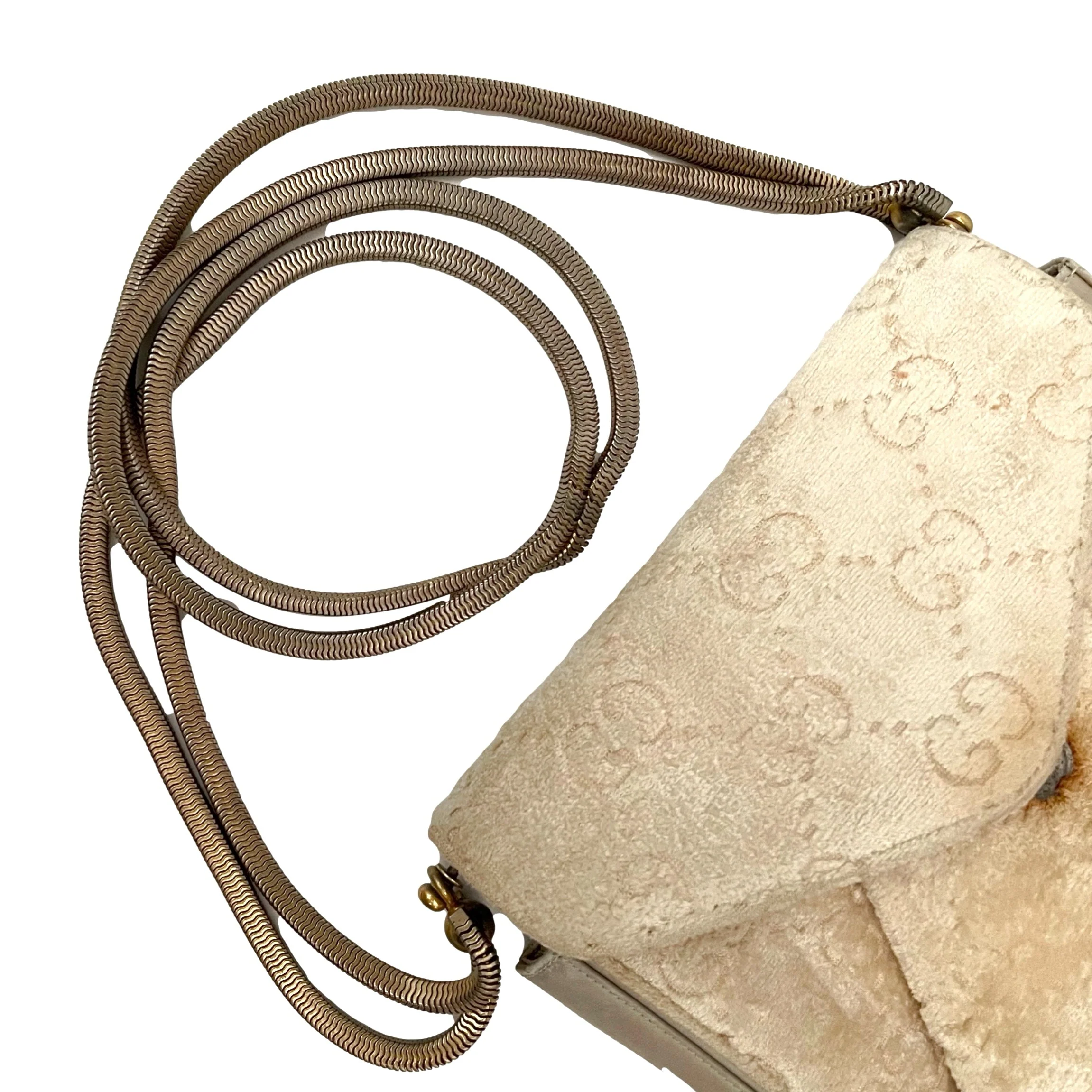 Gucci Cream Monogram Velour Bag - Image 3