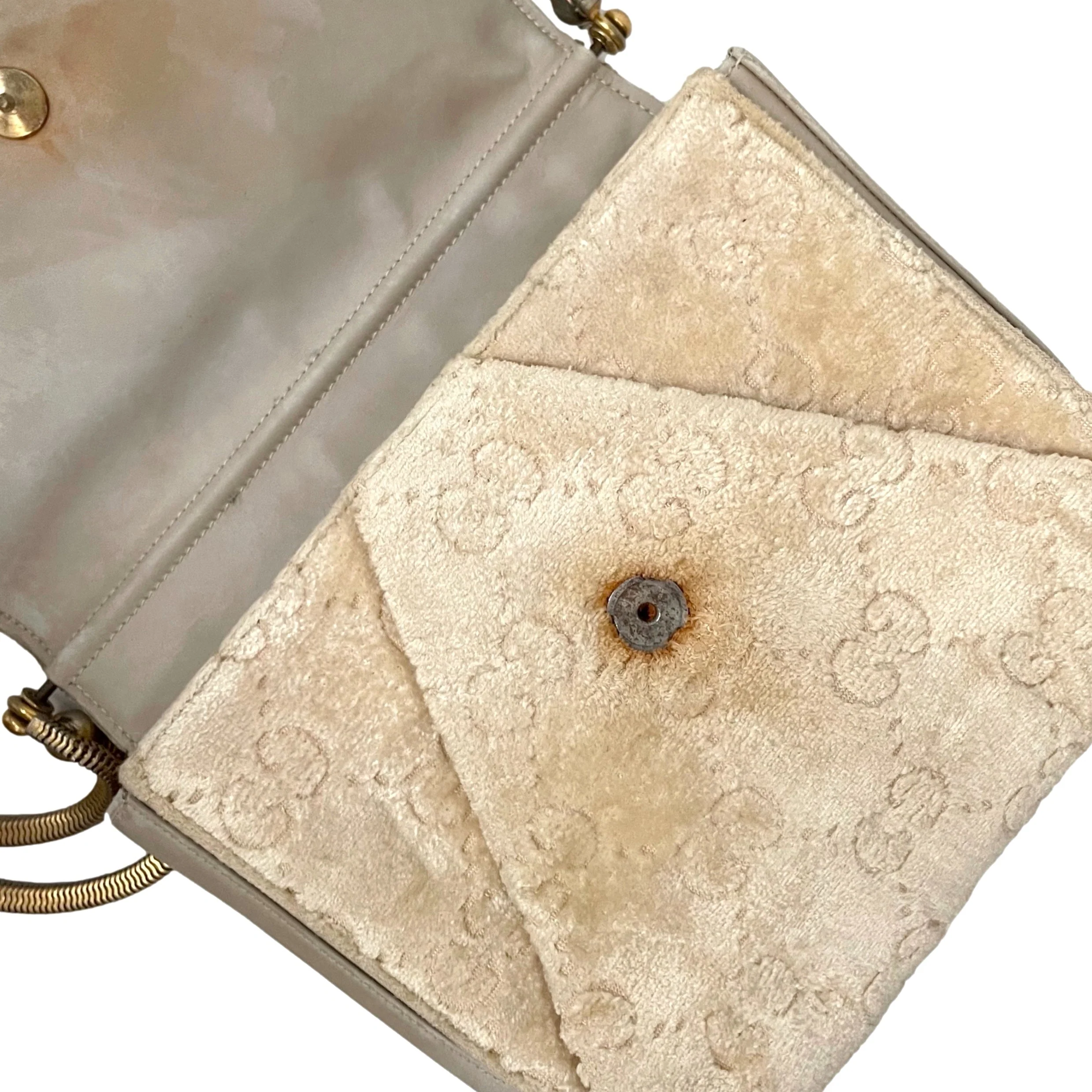 Gucci Cream Monogram Velour Bag - Image 4