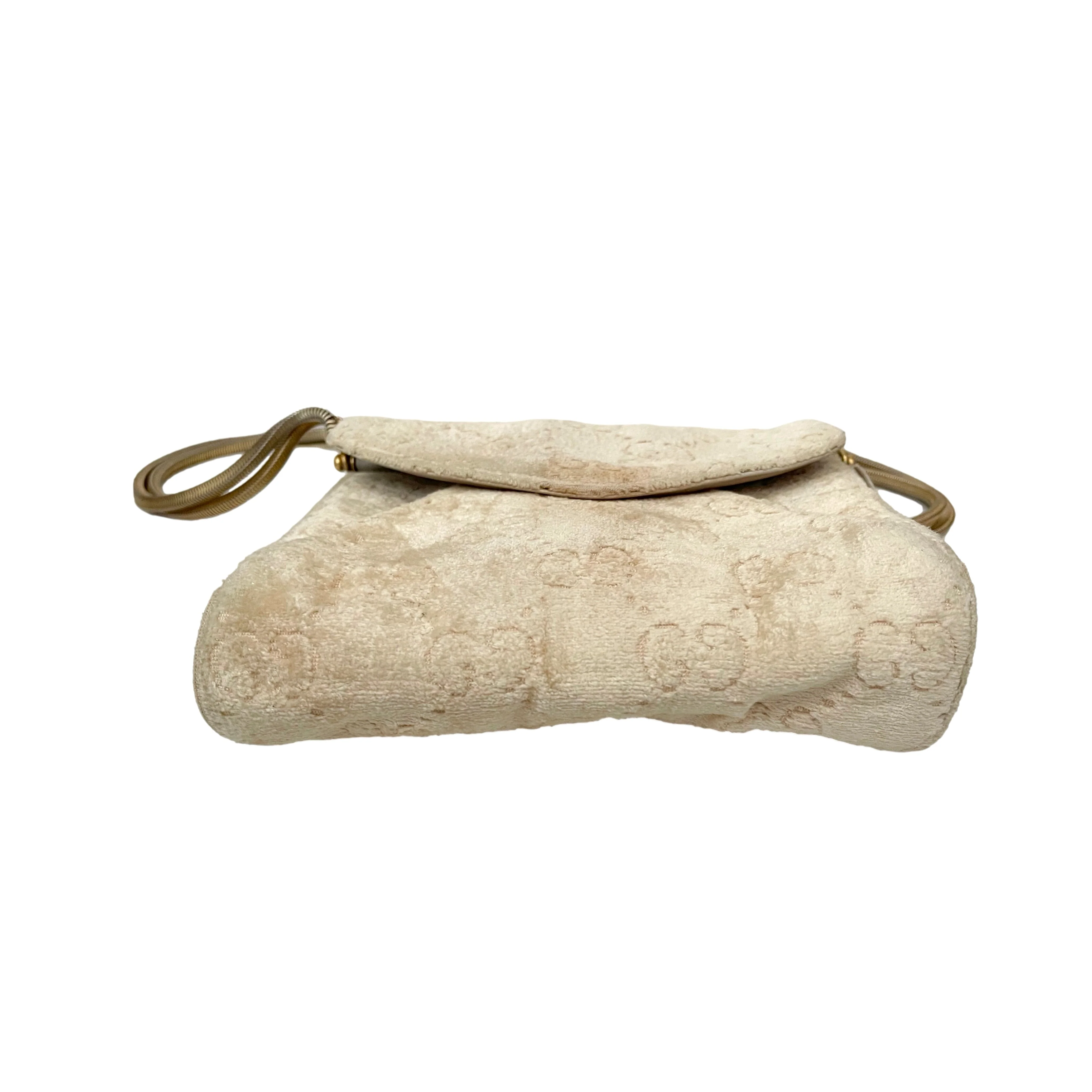 Gucci Cream Monogram Velour Bag - Image 5