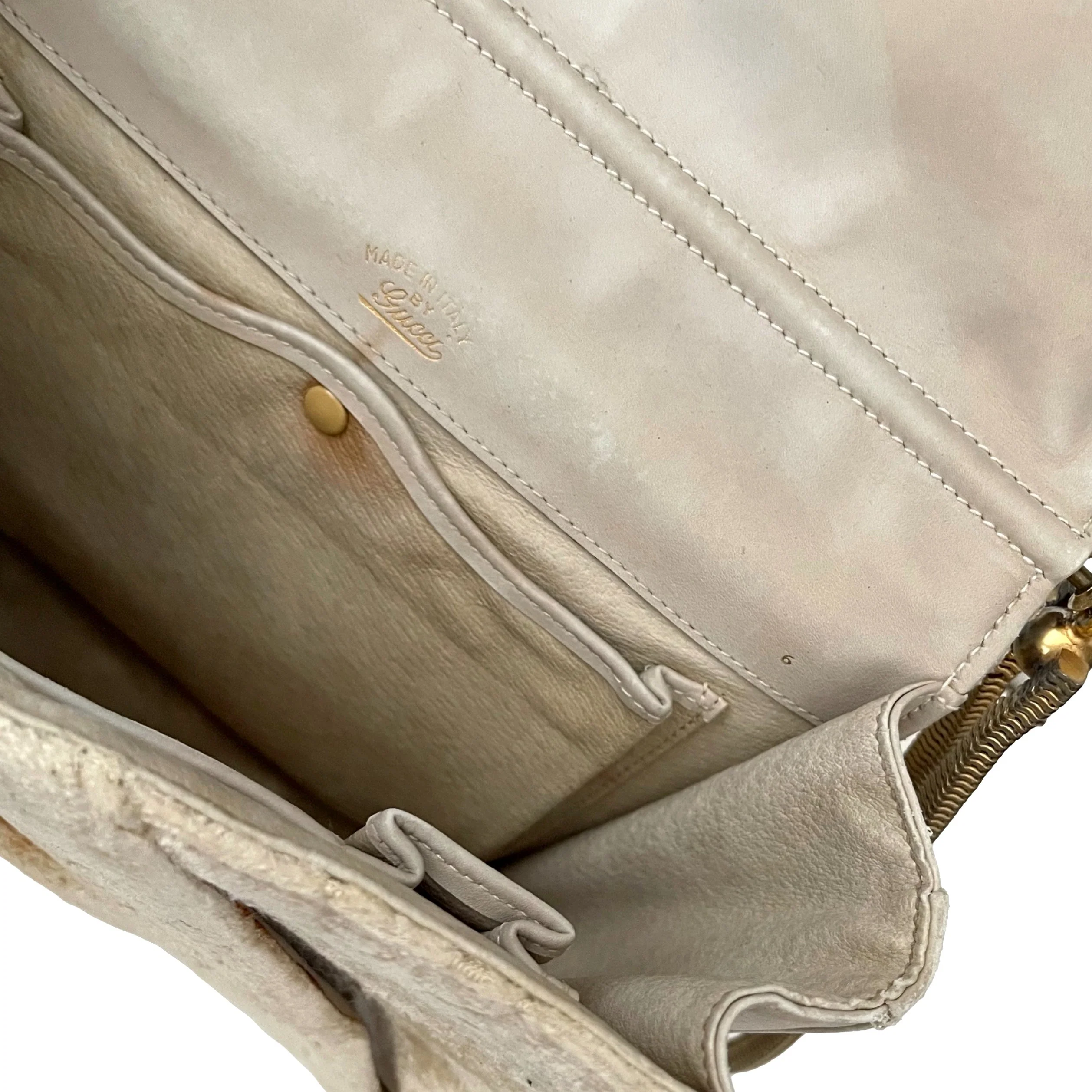 Gucci Cream Monogram Velour Bag - Image 6