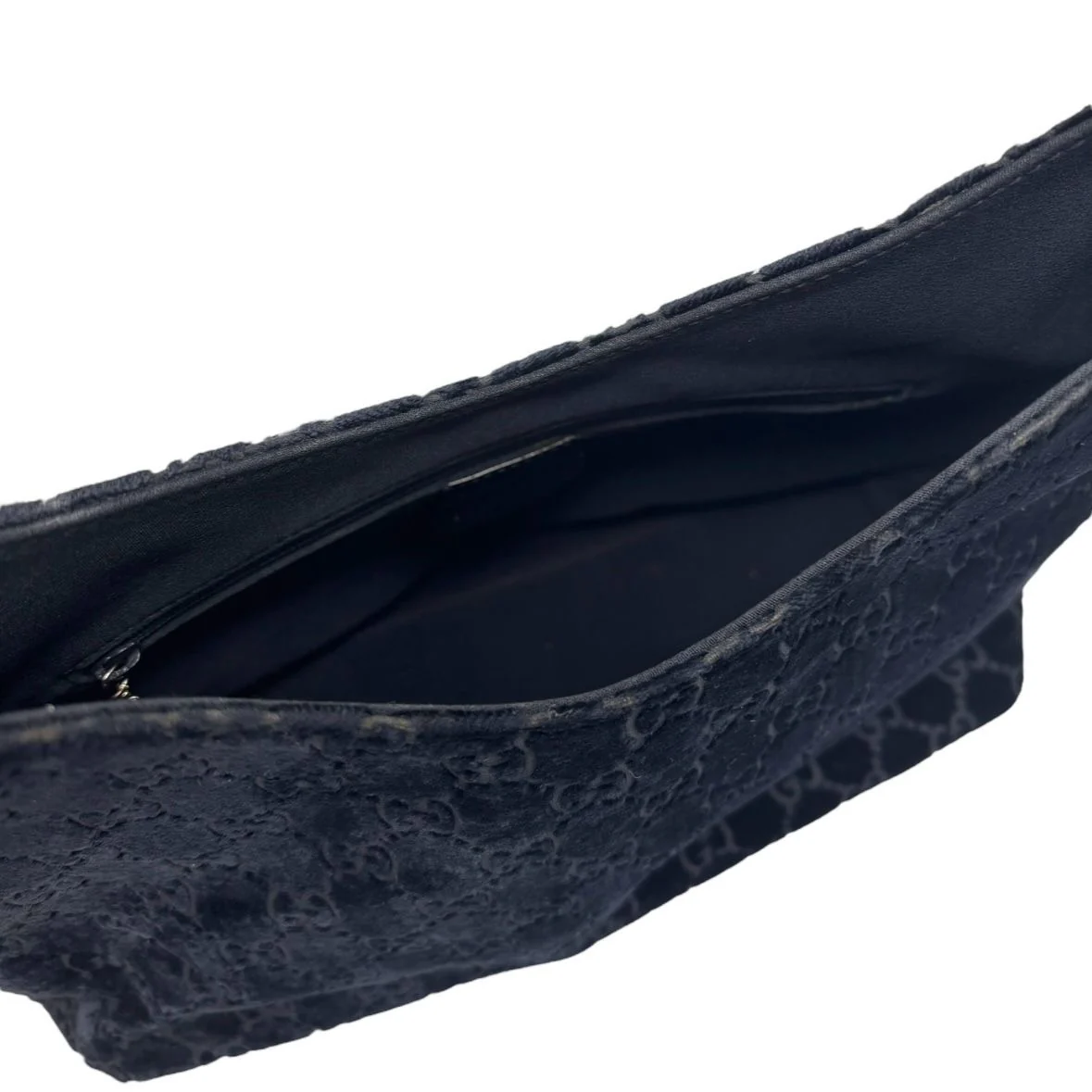 Gucci Dark Navy Velvet Logo Shoulder Bag - Image 5