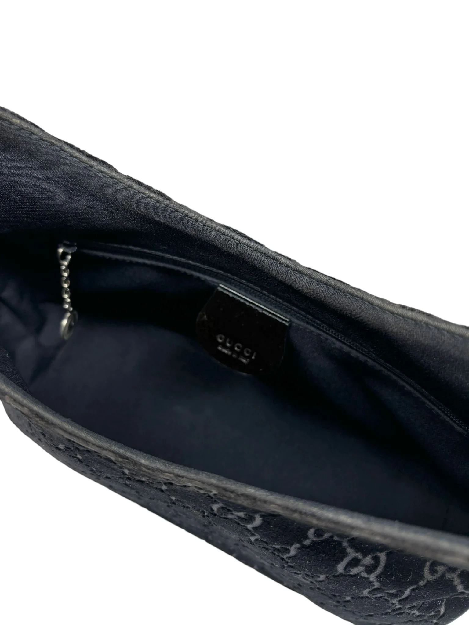 Gucci Dark Navy Velvet Logo Shoulder Bag - Image 3