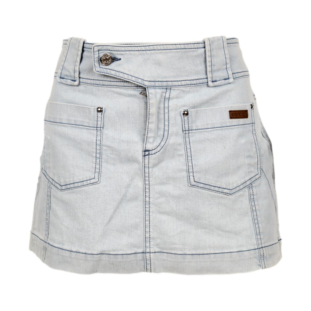 Gucci Denim Logo Mini Skirt - Image 2