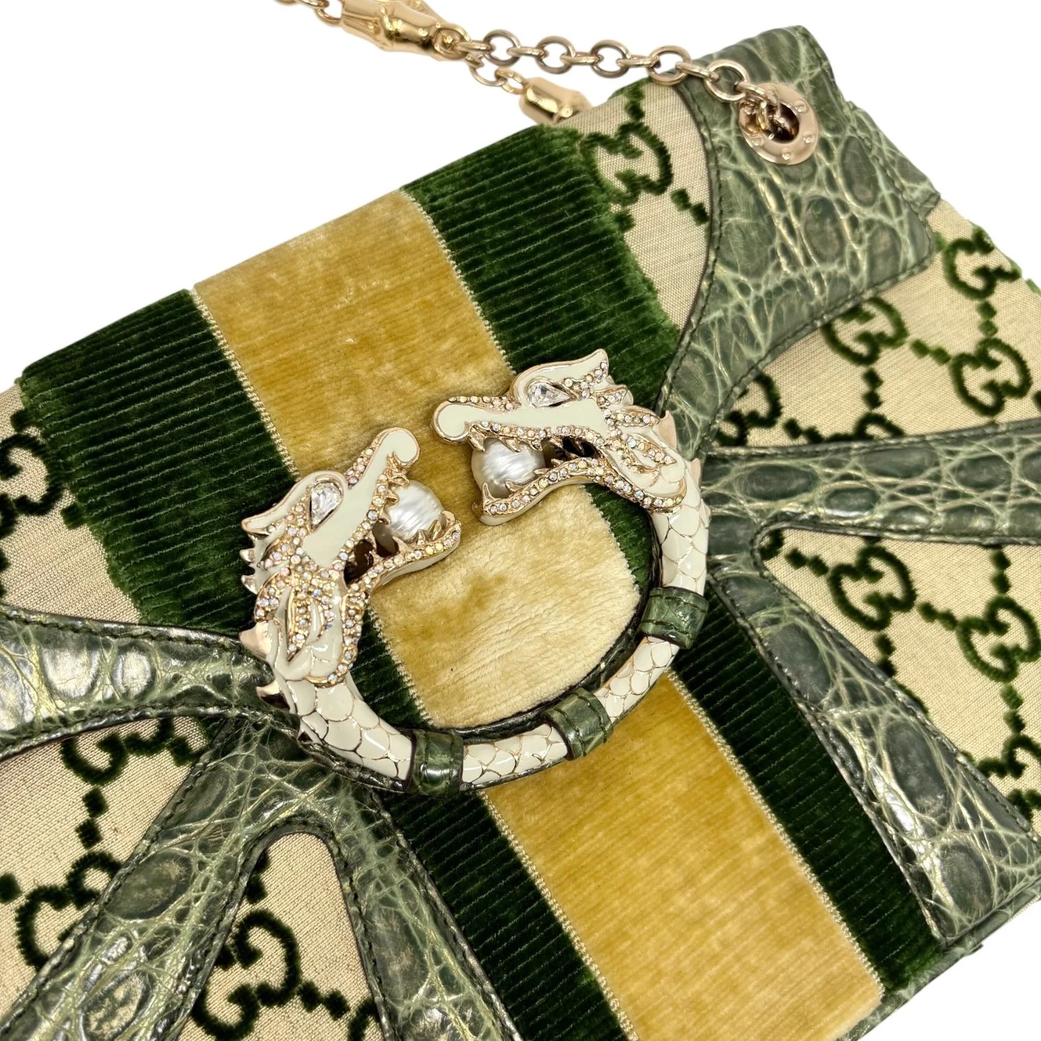 Gucci Dragon Snakeskin Bamboo Strap Bag - Image 3