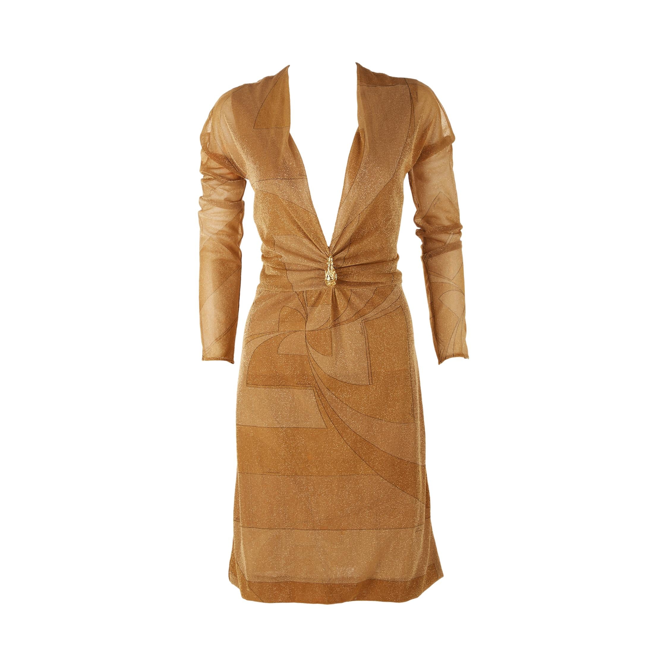Gucci Gold Geometric Dress