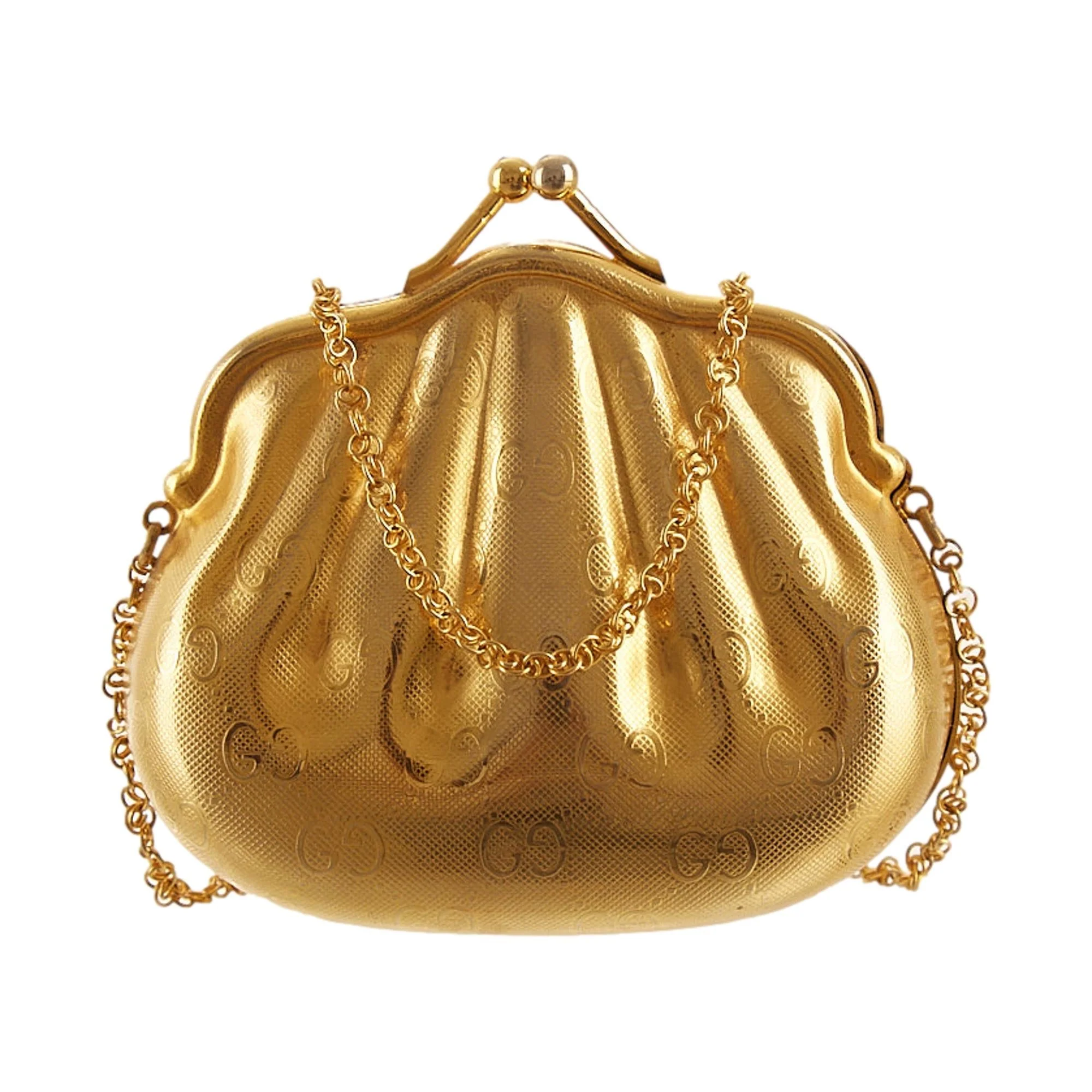 Gucci Gold Minaudiere Chain Bag
