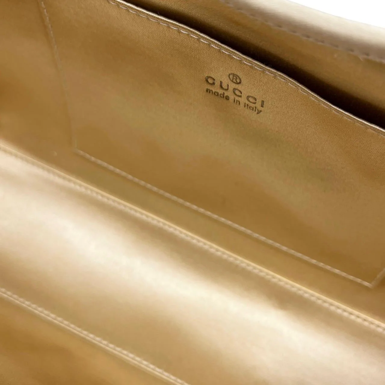 Gucci Gold Satin Logo Jackie Bag - Image 3