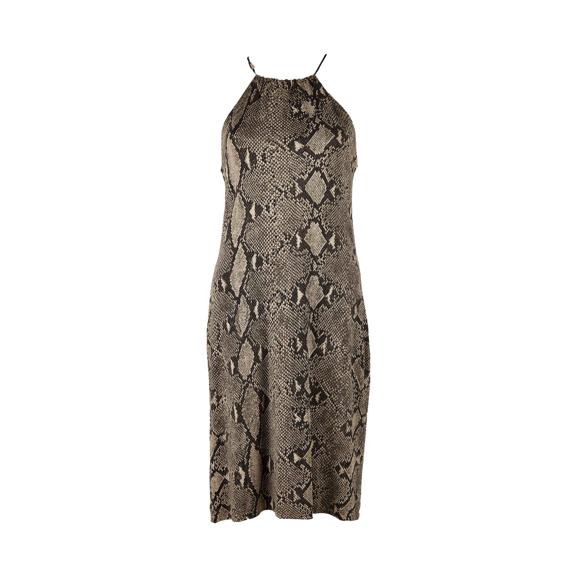 Gucci Grey Snakeskin Print Dress