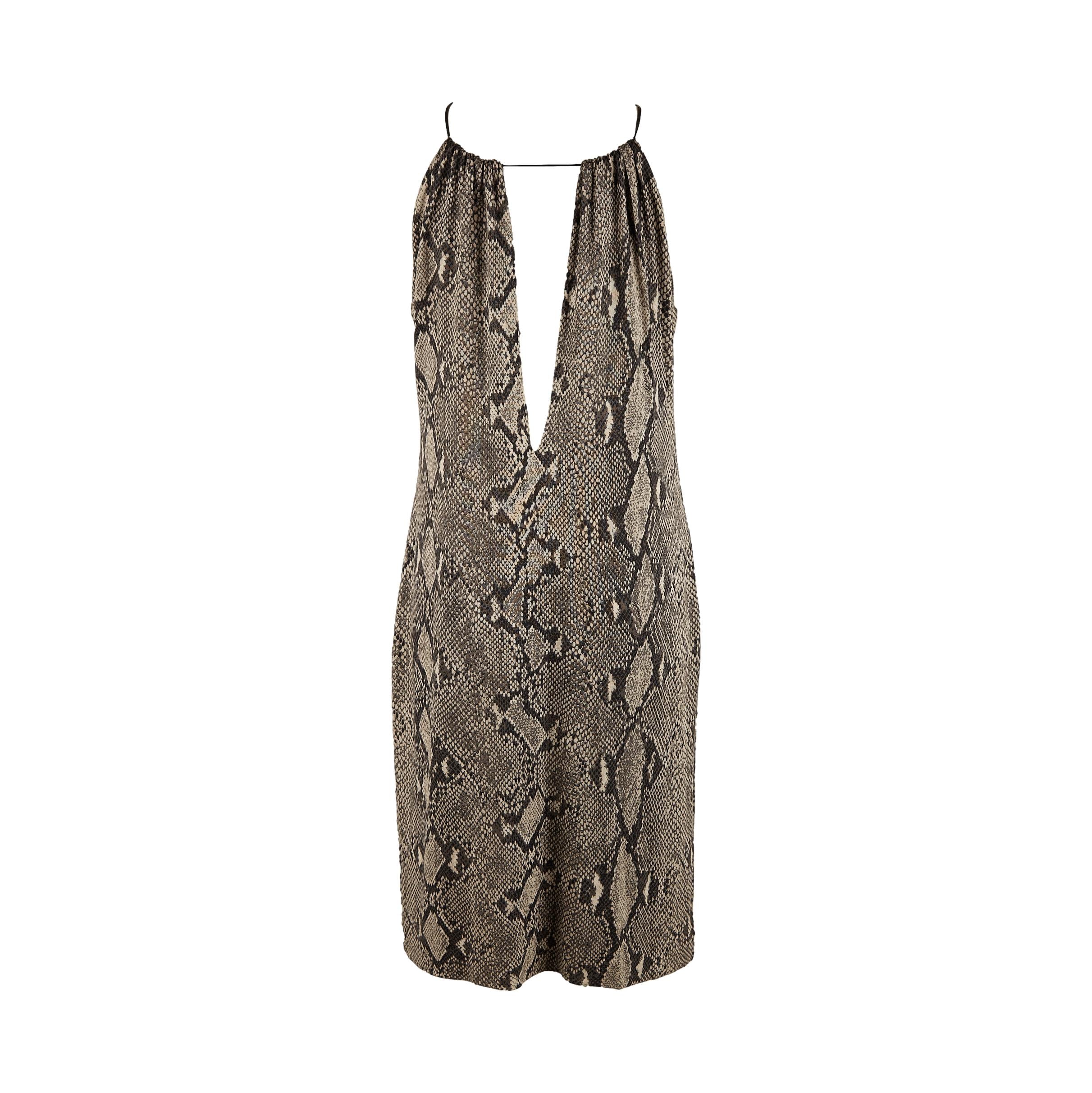 Gucci Grey Snakeskin Print Dress - Image 2
