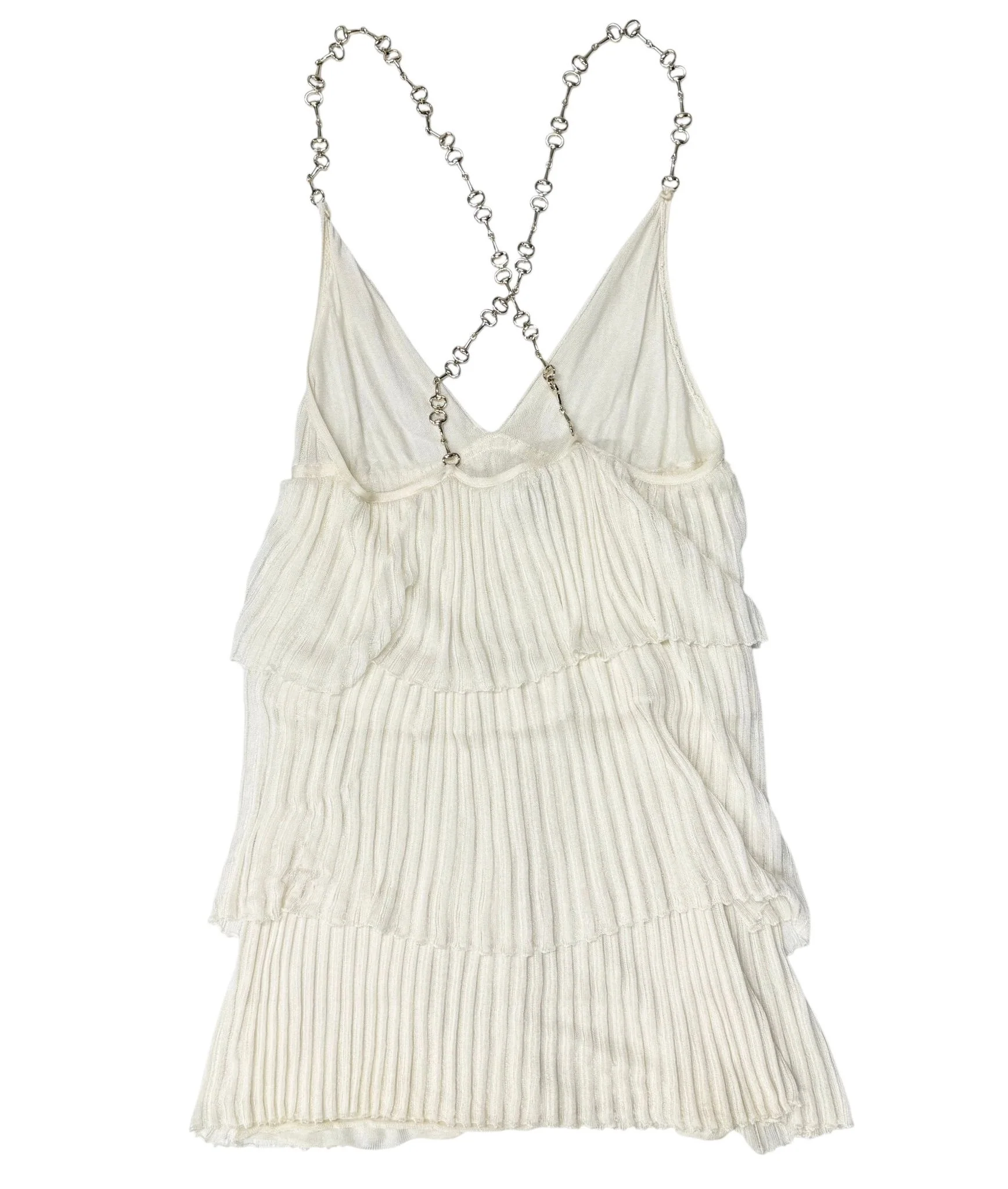Gucci Ivory Pleated Logo Chain Top - Image 2