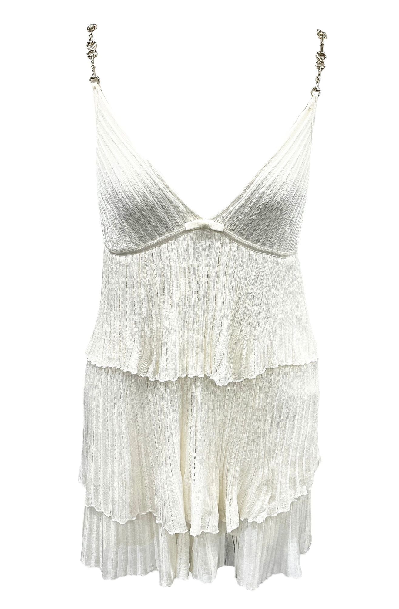 Gucci Ivory Pleated Logo Chain Top - Image 3
