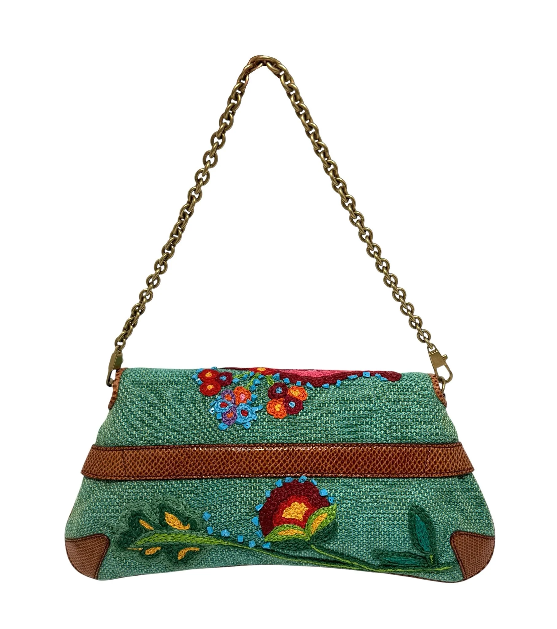 Gucci Floral Embroidered Horsebit Bag - Image 2