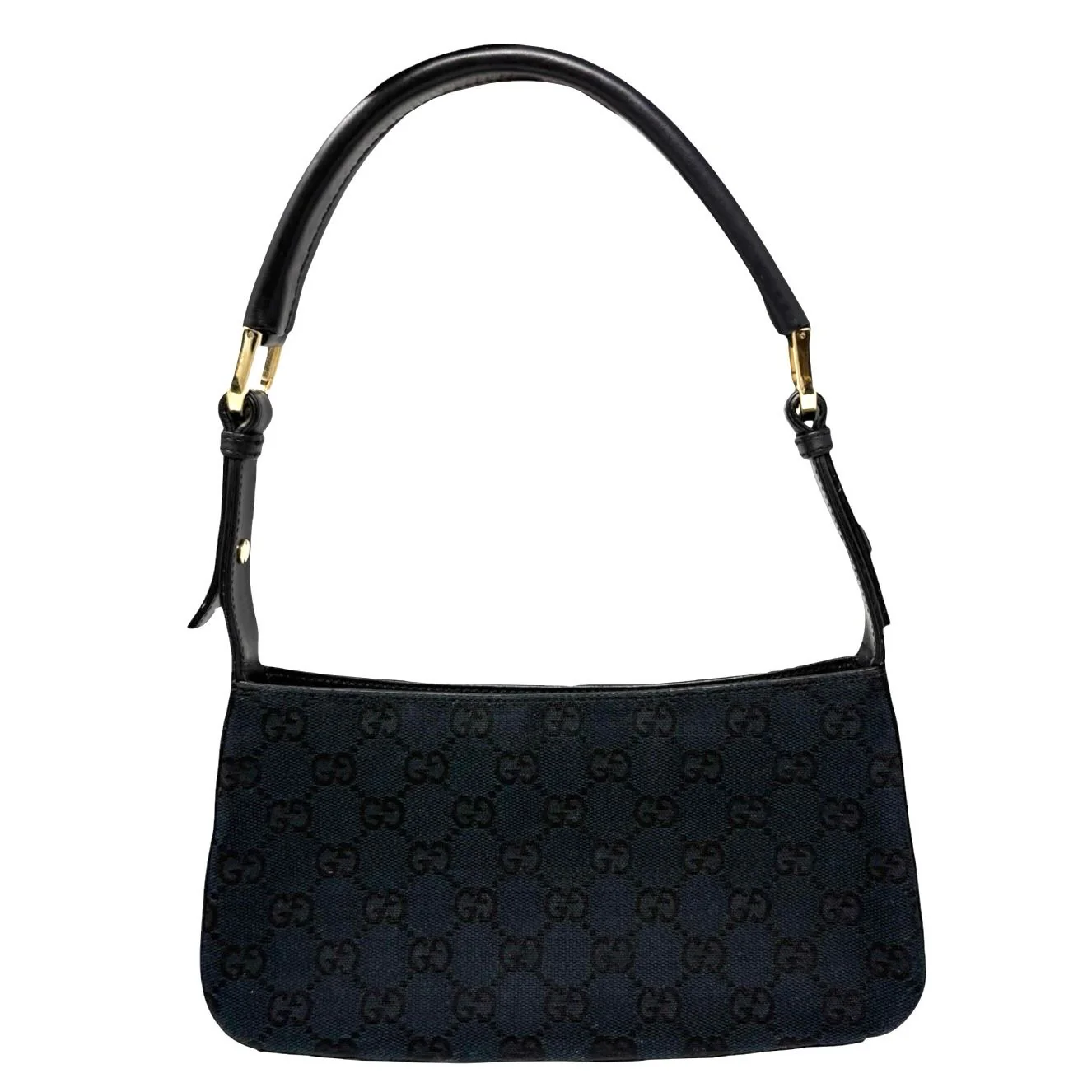 Gucci Black Canvas Logo Shoulder Bag