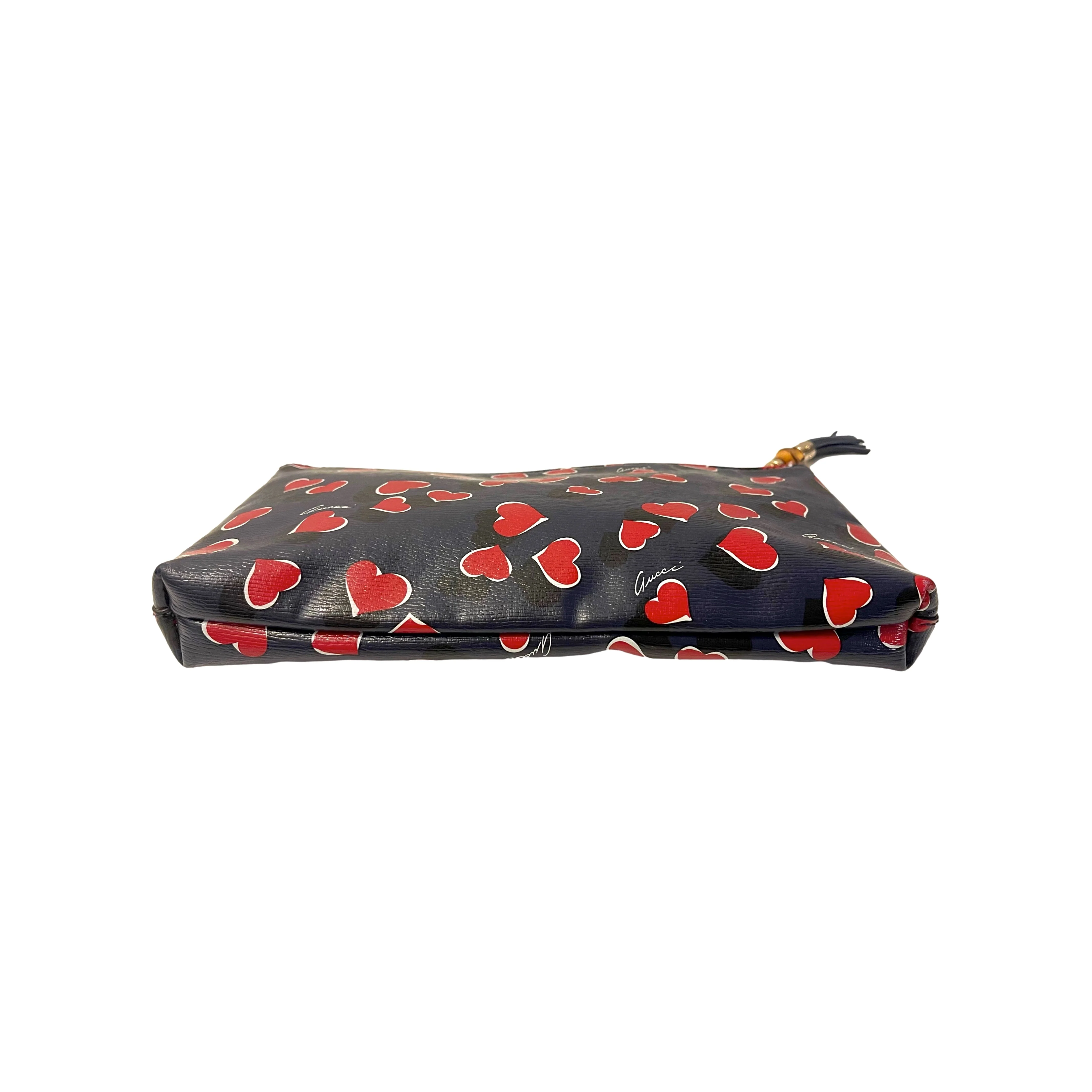 Gucci Navy Heart Bamboo Clutch - Image 3
