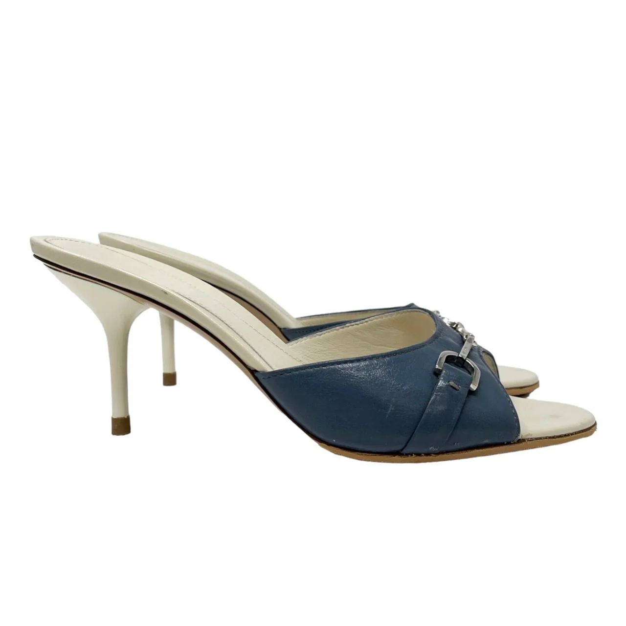 Gucci Navy Logo Horsebit Heels