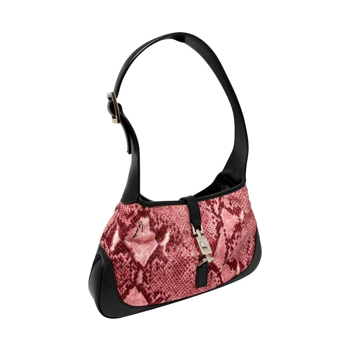 Gucci Pink Snakeskin Print Jackie Bag - Image 2