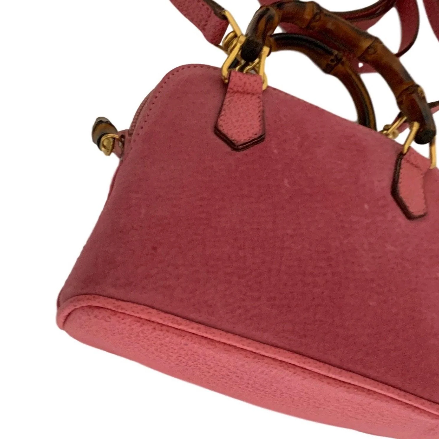 Gucci Pink Suede Bamboo Mini Two Way Bag - Image 3