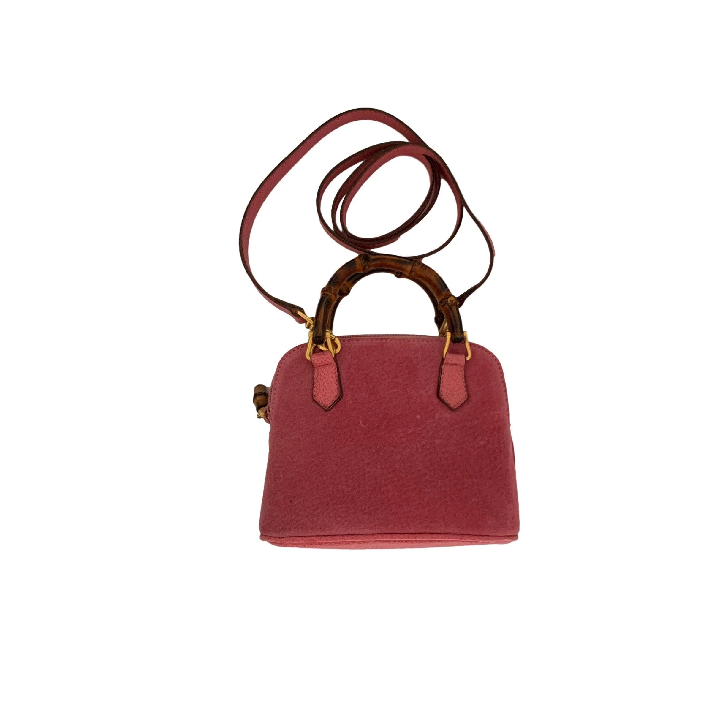 Gucci Pink Suede Bamboo Mini Two Way Bag - Image 5