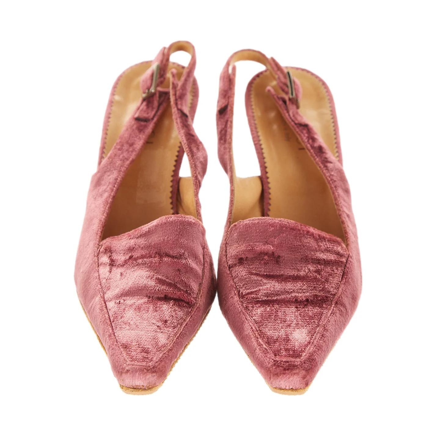 Gucci Pink Velvet Slingback Heels - Image 2