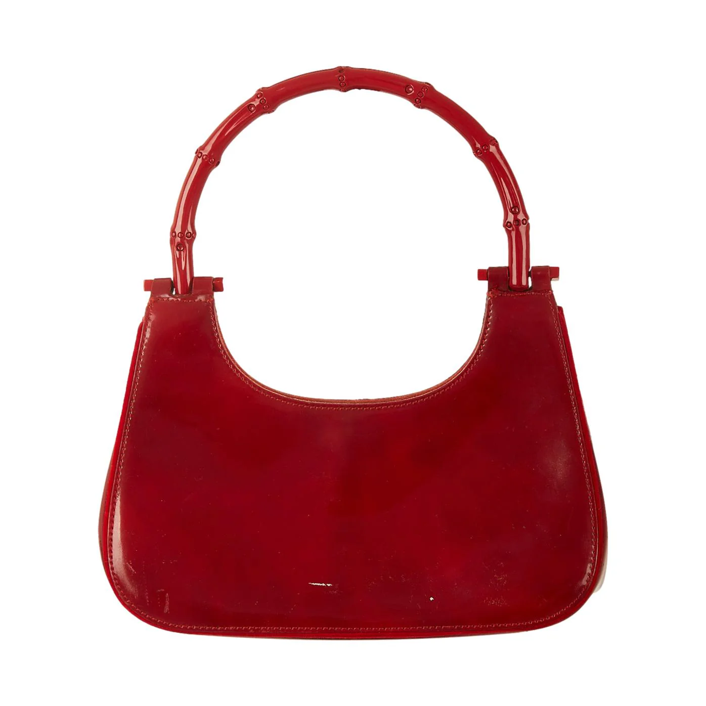 Gucci Red Bamboo Patent Top Handle Bag - Image 2