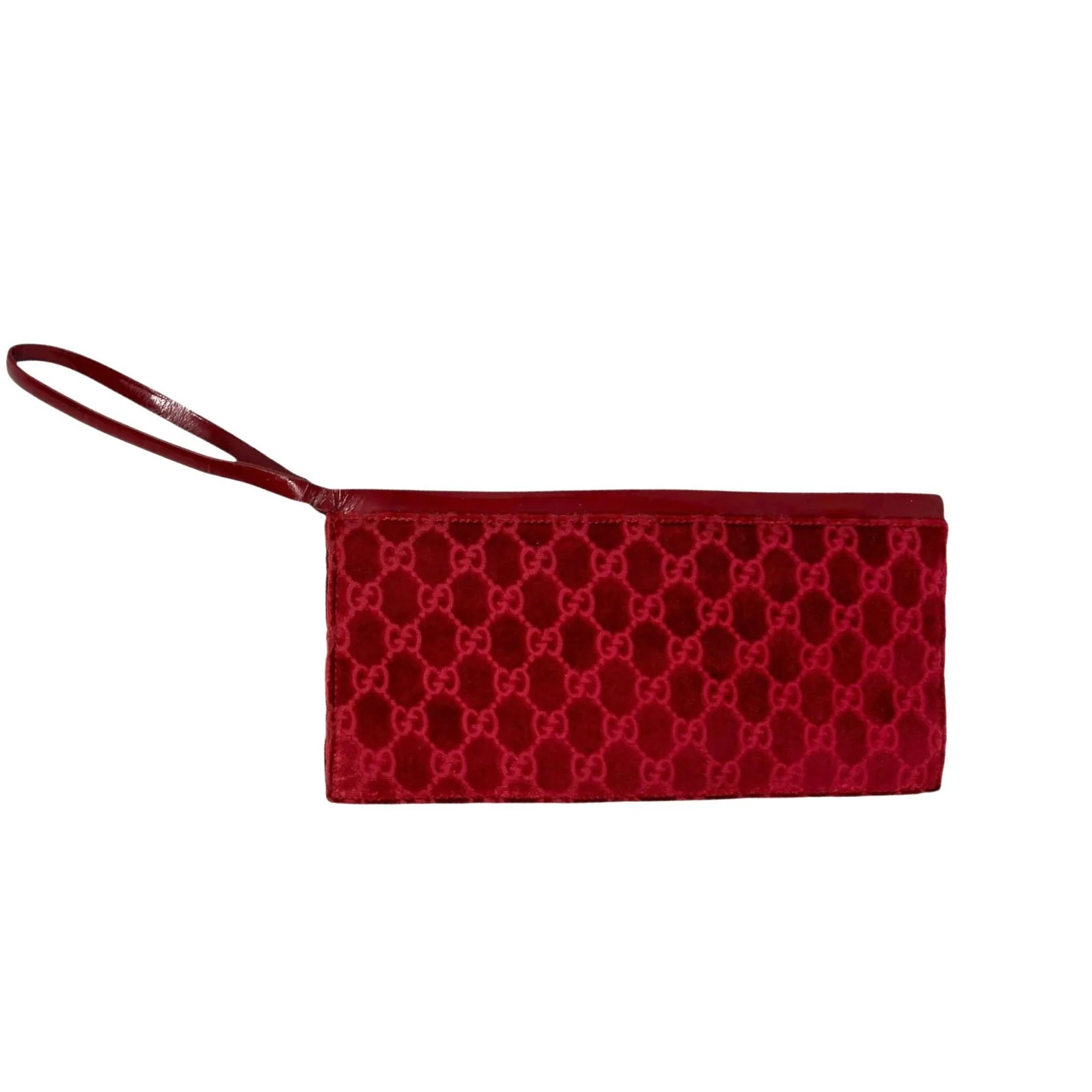 Gucci Red Logo Velvet Wristlet - Image 2