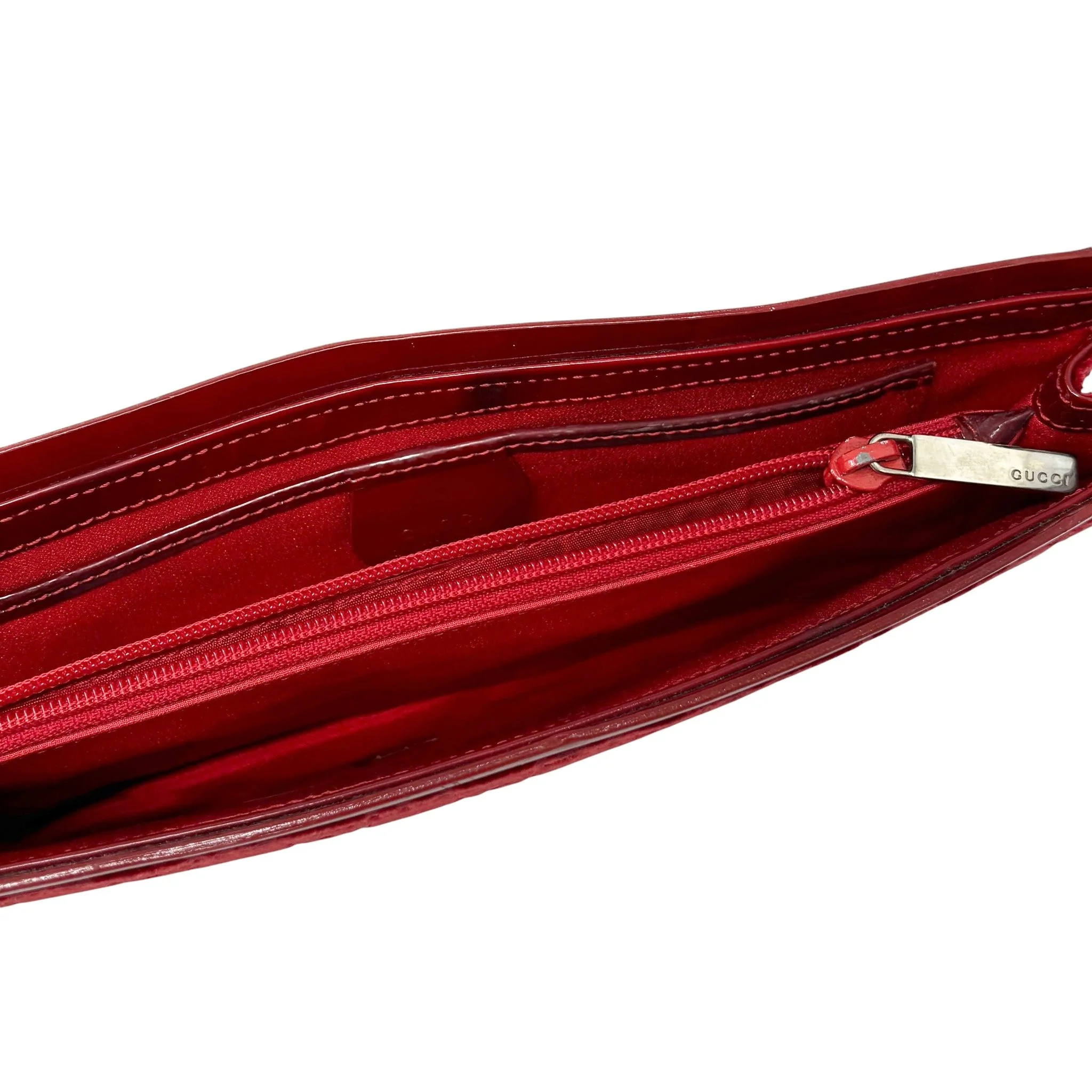 Gucci Red Logo Velvet Wristlet - Image 3