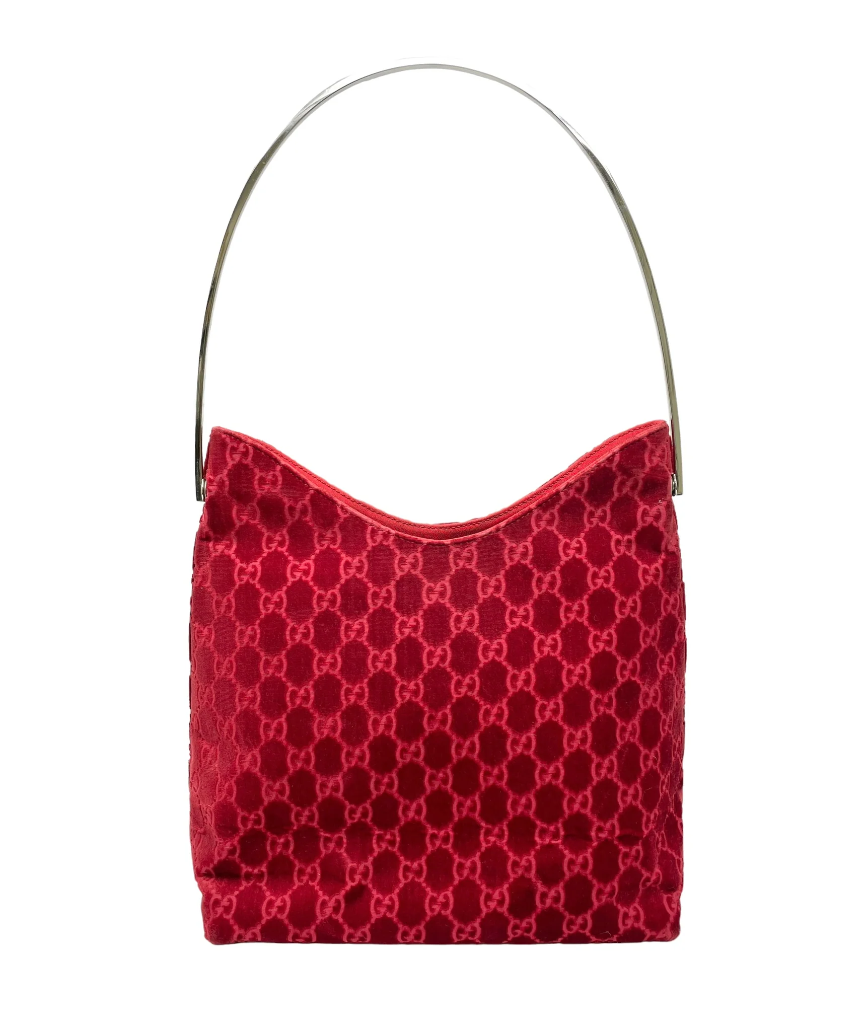 Gucci Red Monogram Velvet Shoulder Bag - Image 2